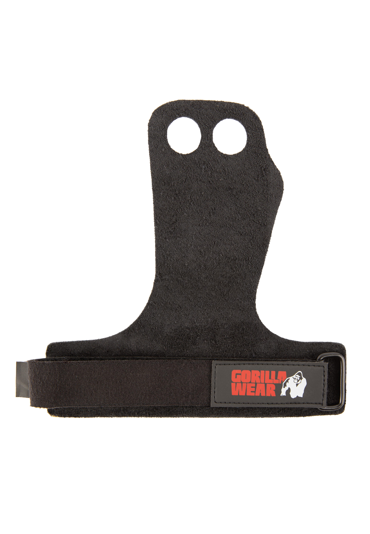 Gorilla Wear 2-Hole Leather Lifting Grips Workout Gloves & Grips Black