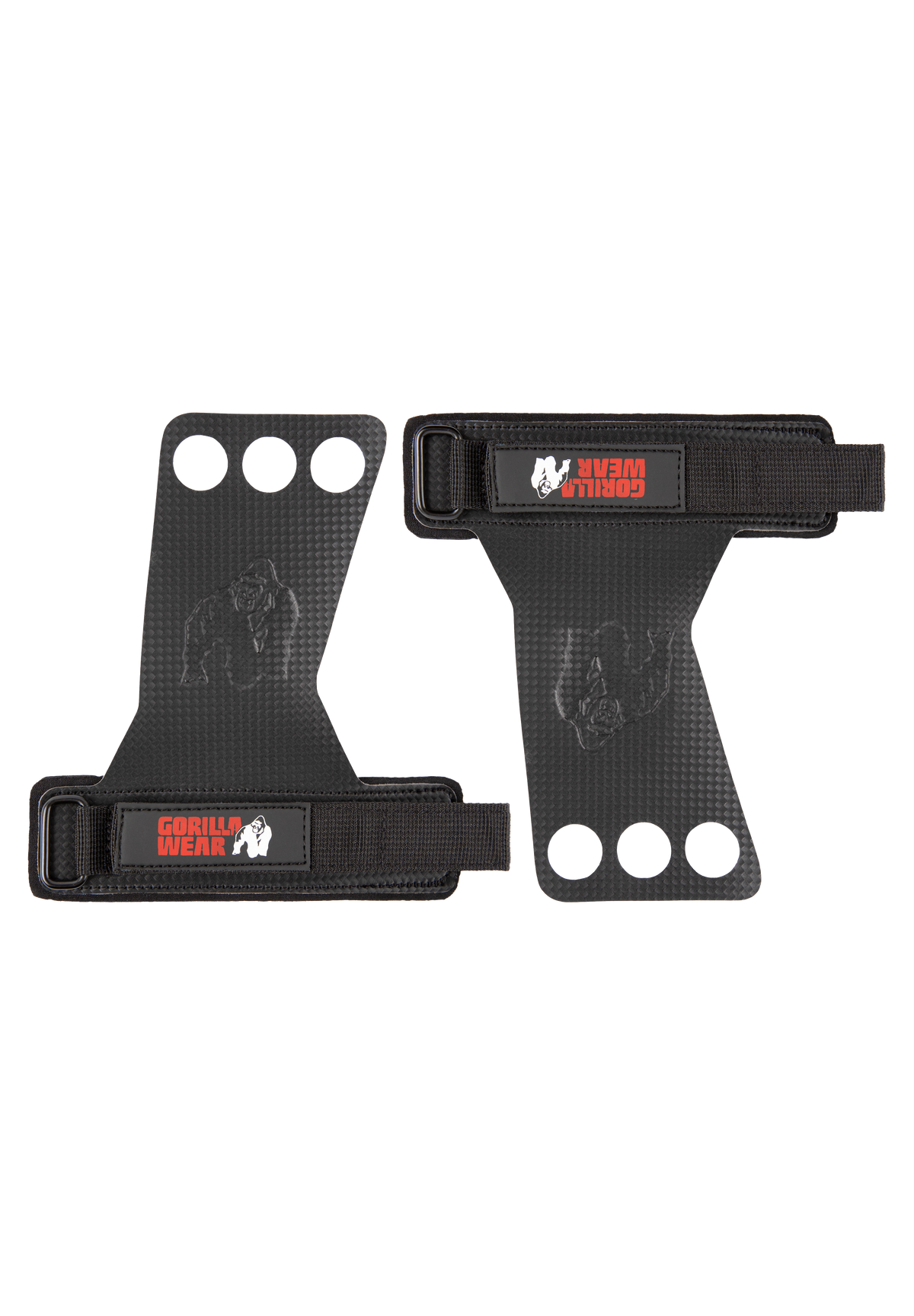 Gorilla Wear 3-Hole Carbon Lifting Grips Workout Gloves & Grips Black