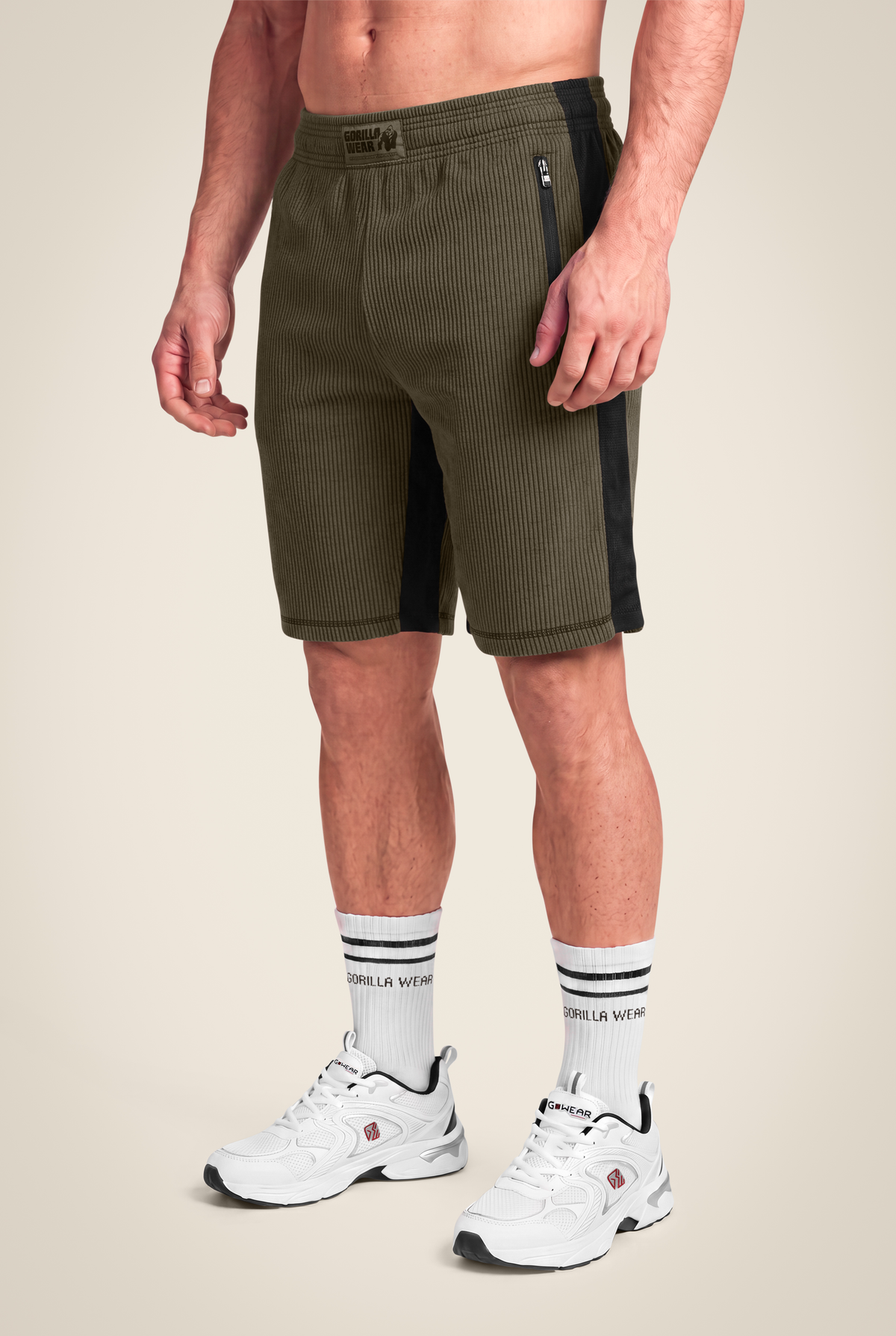 Gorilla Wear Augustine Old School Shorts - Army Green - Front View