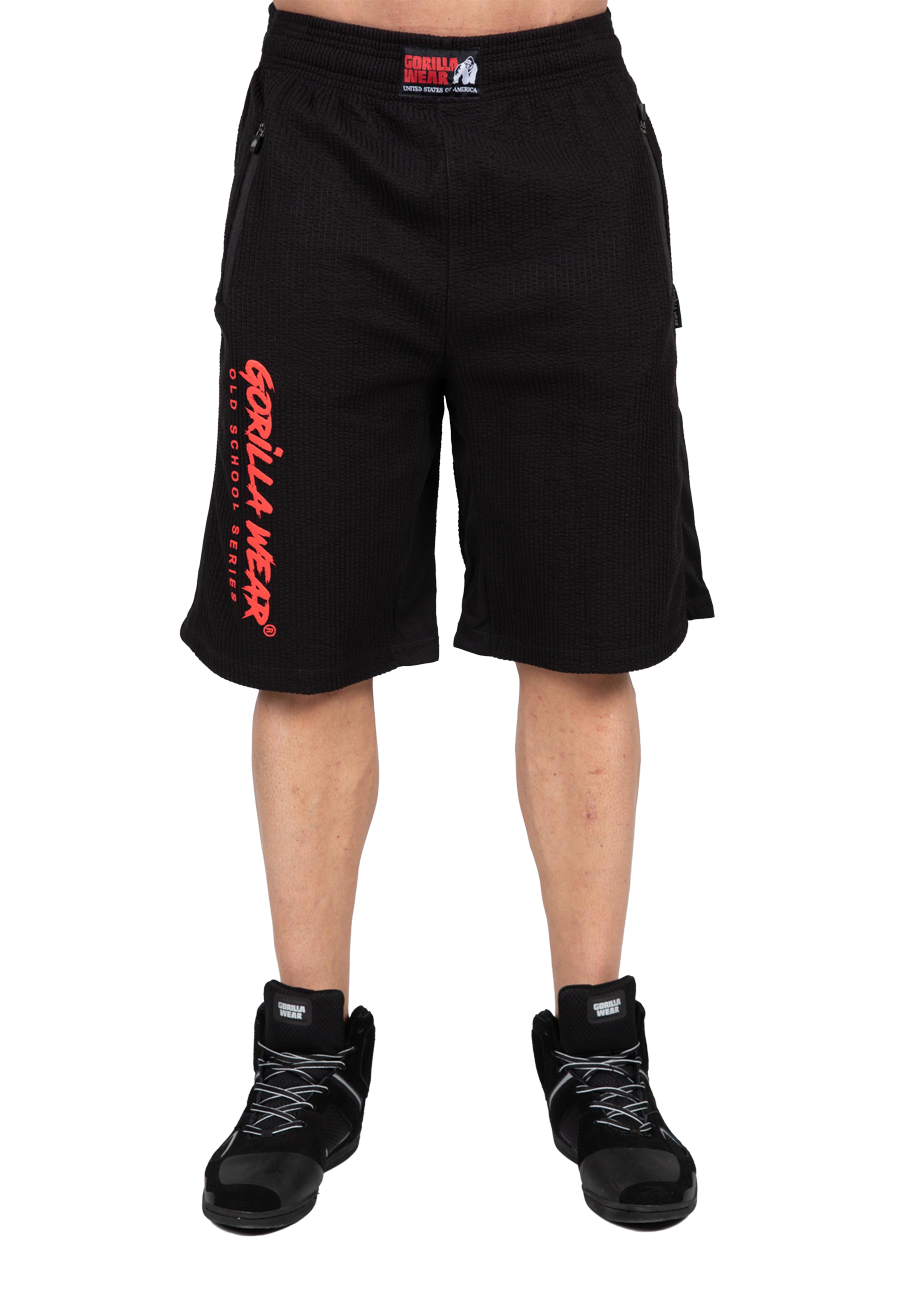 Gorilla Wear Augustine Old School Shorts - Black/Red - Front View