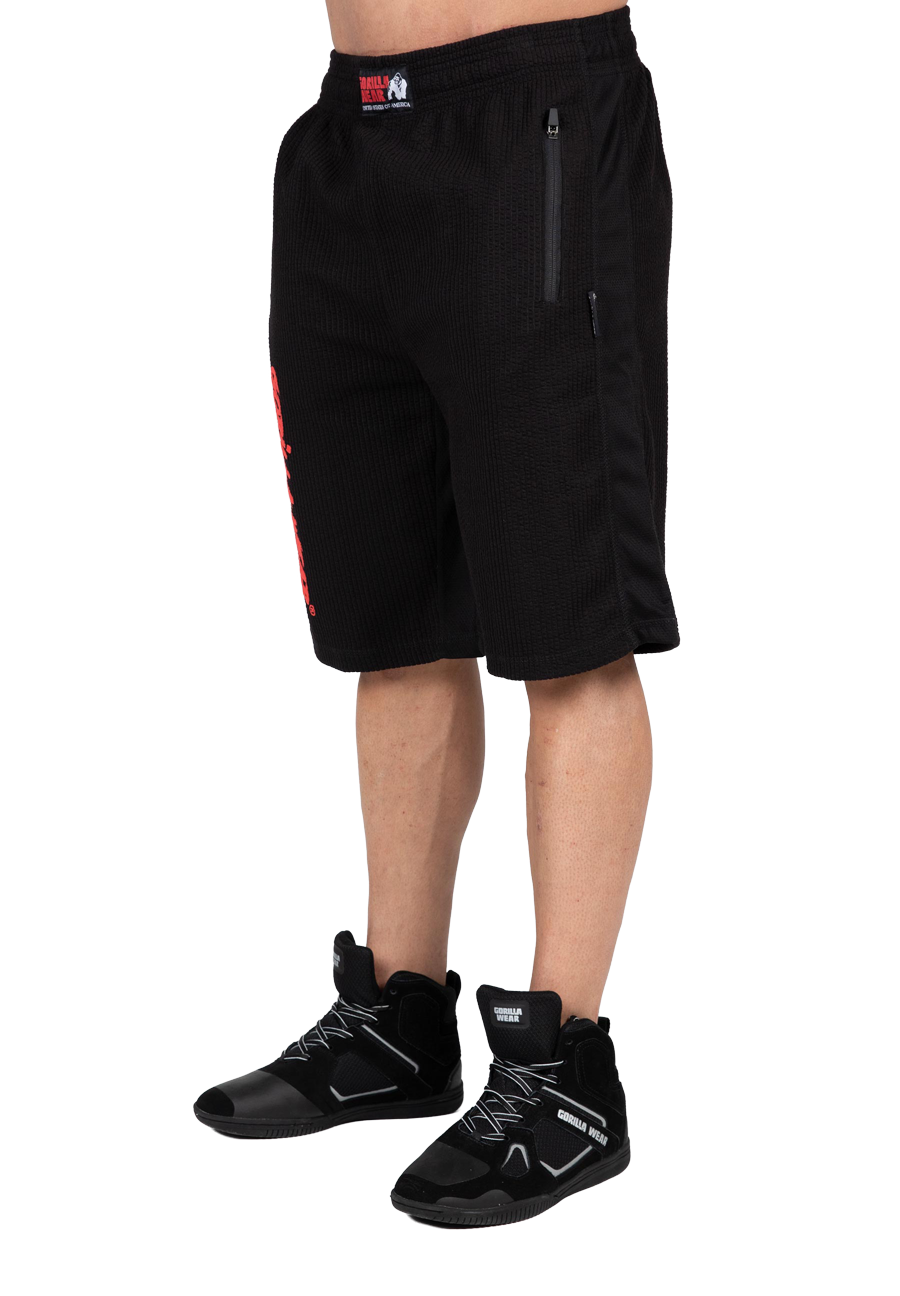 Gorilla Wear Augustine Old School Shorts - Black/Red - Front View
