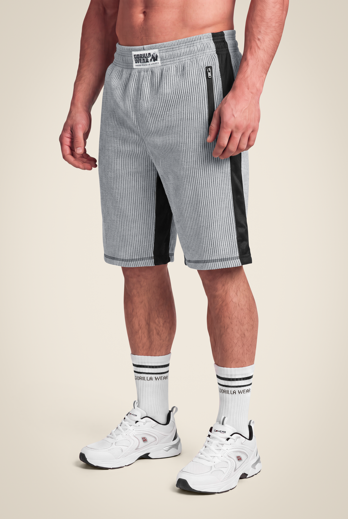 Gorilla Wear Augustine Old School Shorts - Gray - Front View