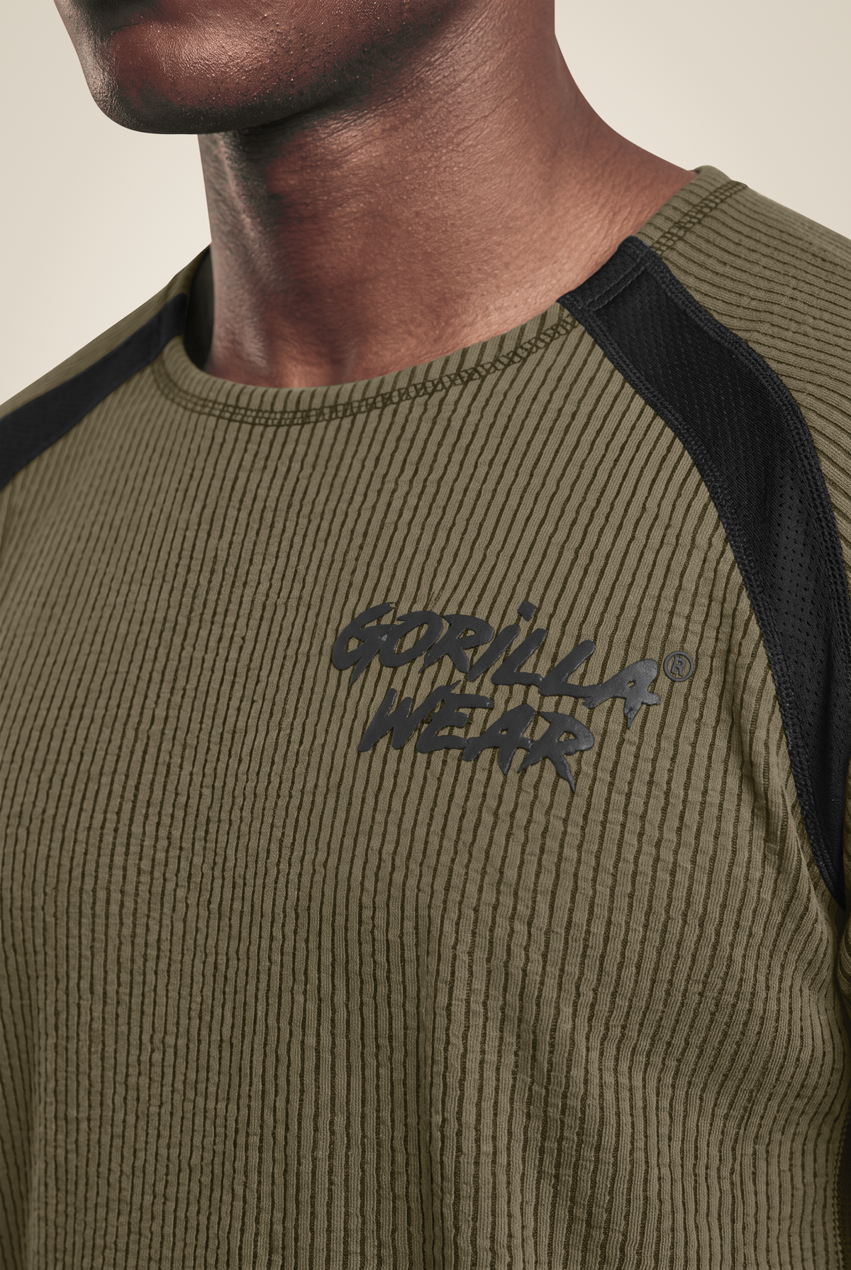 Gorilla Wear Augustine Old School Workout Top - Army Green - Detail View