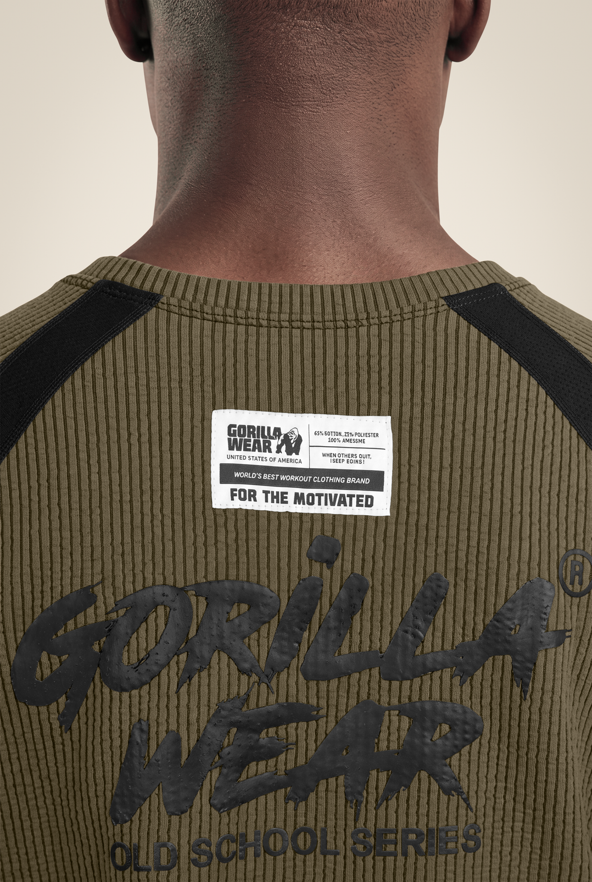 Gorilla Wear Augustine Old School Workout Top - Army Green - Detail View