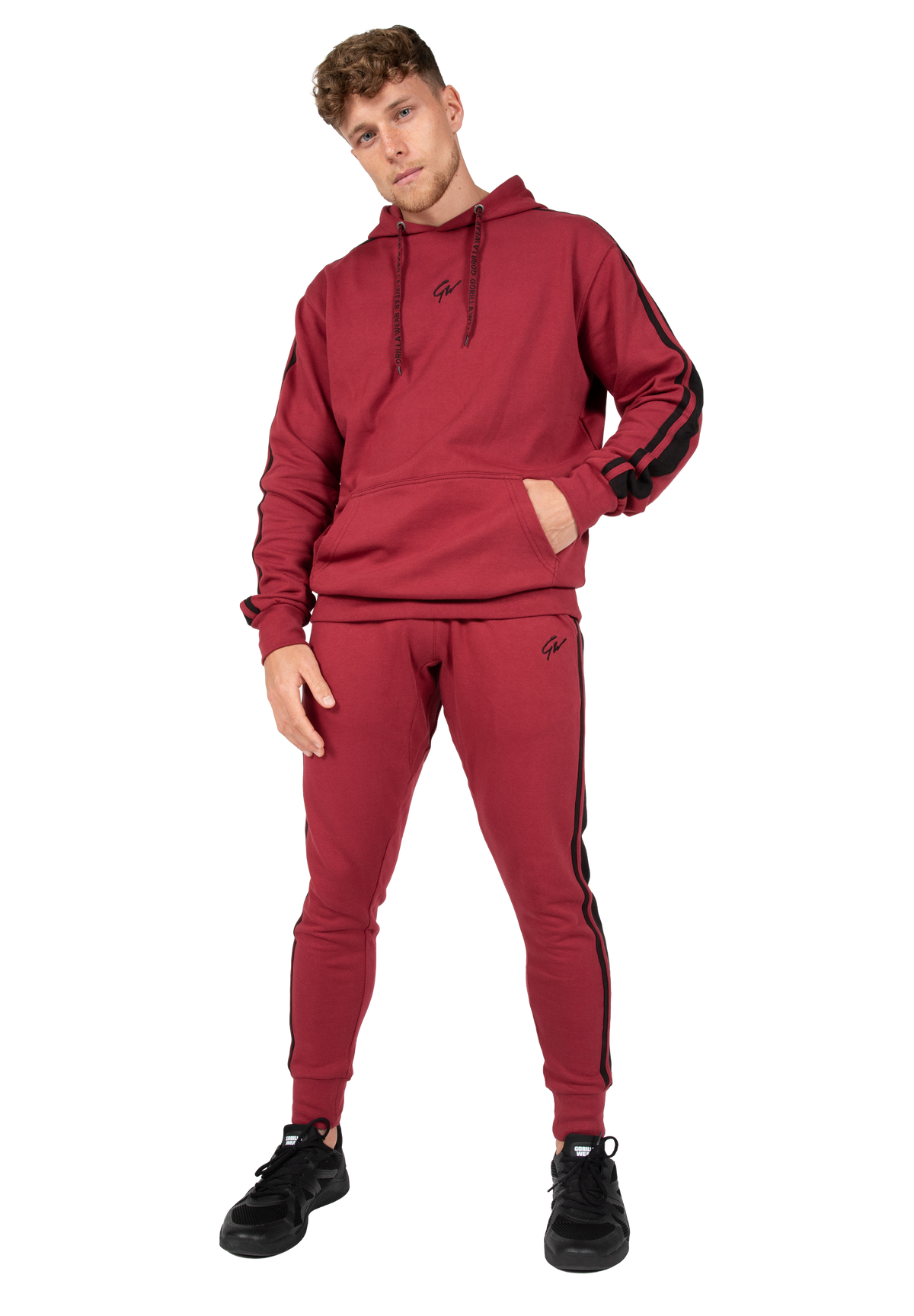 Gorilla Wear Banks Oversized Hoodie Hoodie & Sweatshirt Burgundy Red/Black