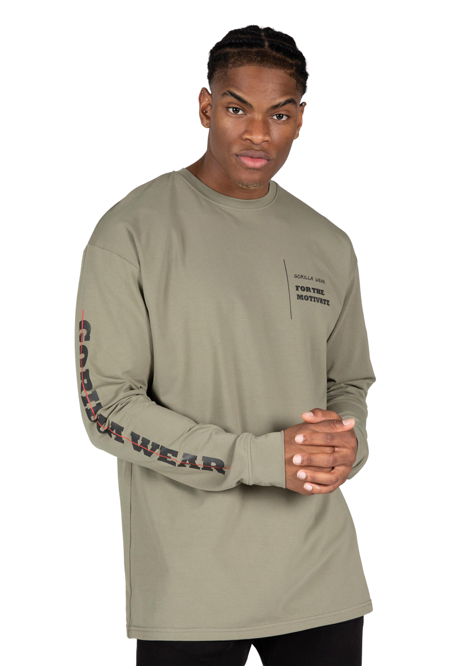 Gorilla Wear Boise Oversized Long Sleeve T-Shirt & Tops Army Green
