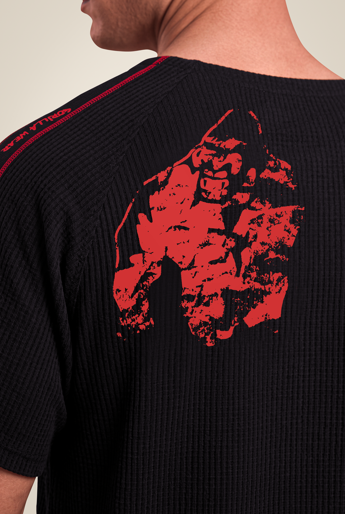 Gorilla Wear Buffalo Old School Workout Top - Black/Red - Detail View