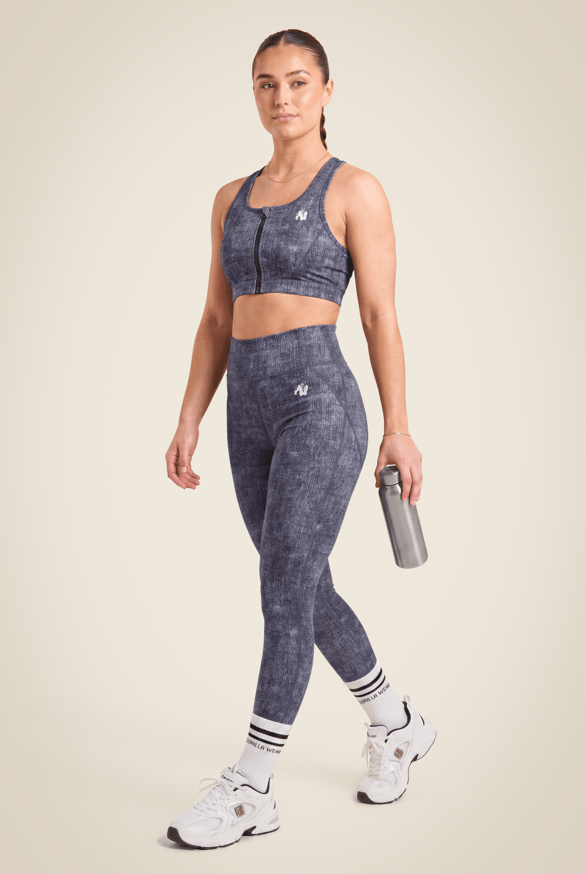 Gorilla Wear Camilla Zip-Front Sports Bra Sports Bra Blue Denim