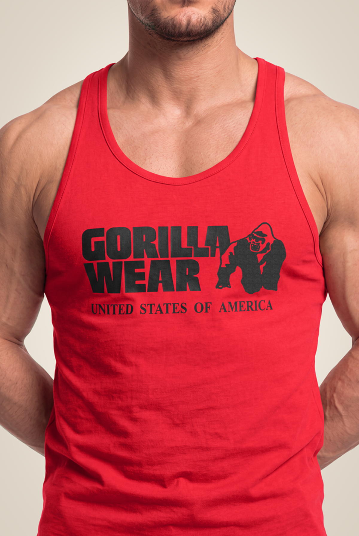 Gorilla Wear Classic Tank Top - Red - Detail View