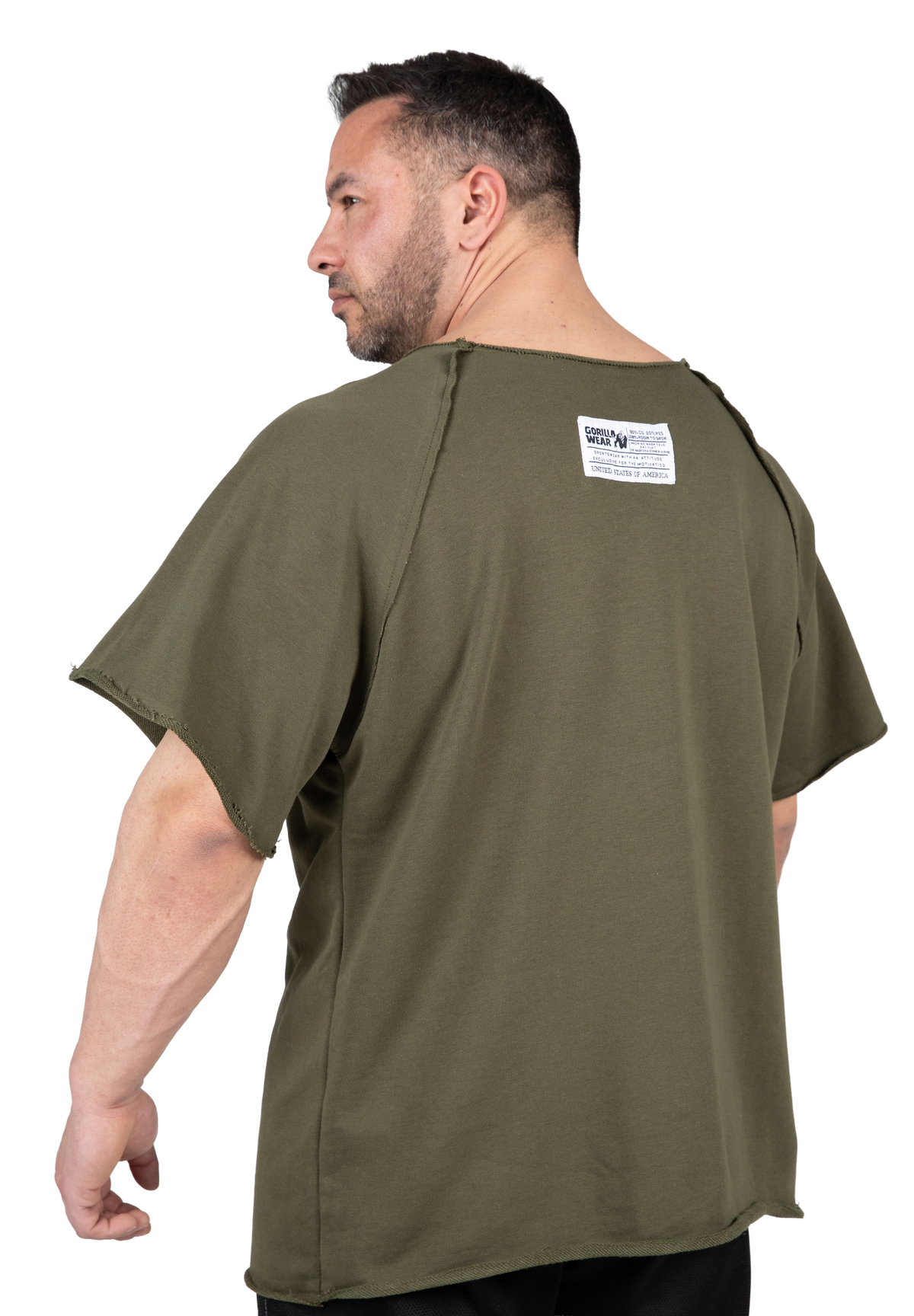 Gorilla Wear Classic Workout Top - Army Green - Back View