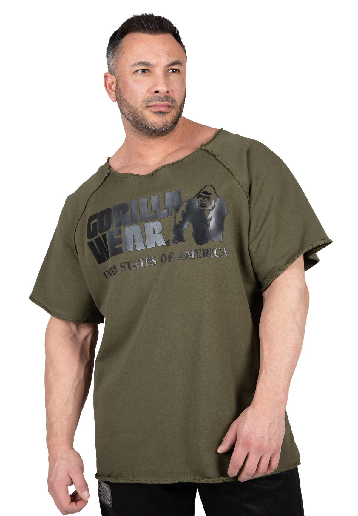 Gorilla Wear Classic Workout Top - Army Green - Front View