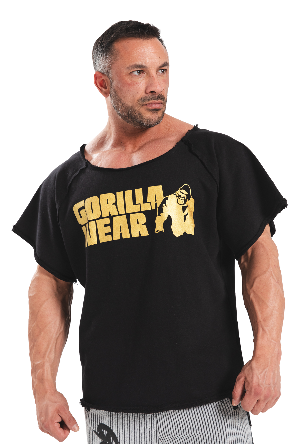 Gorilla Wear Classic Workout Top - Black/Gold - Front View