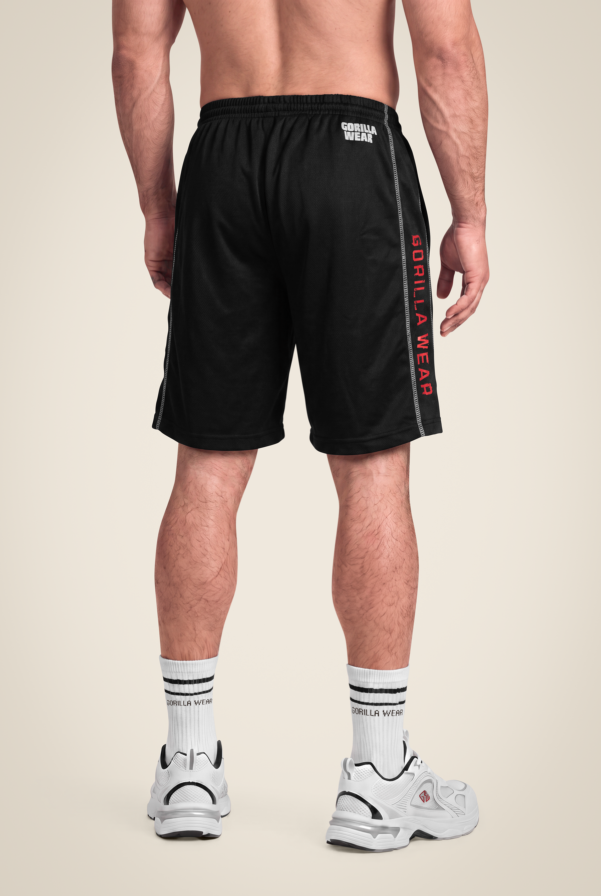 Gorilla Wear Functional Mesh Shorts - Black/Red - Back View