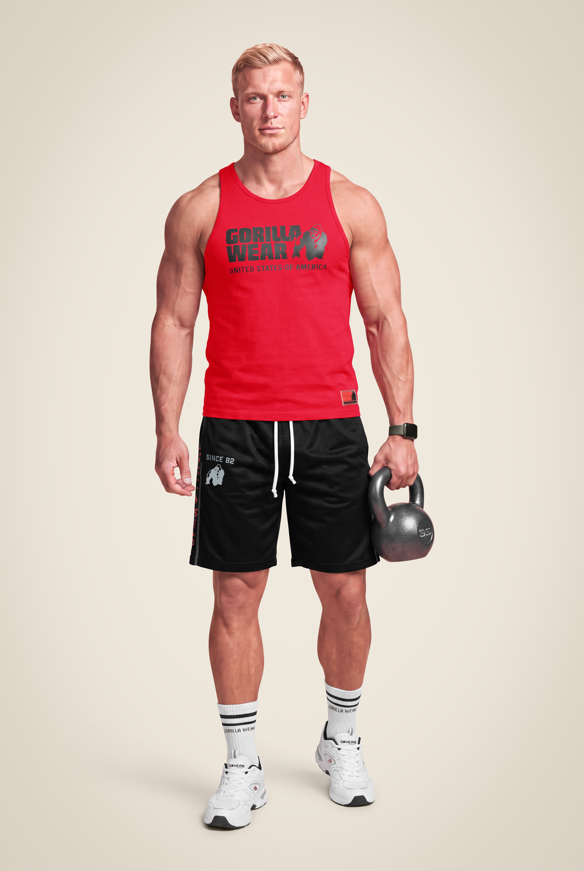 Gorilla Wear Functional Mesh Shorts - Black/Red - Full Body