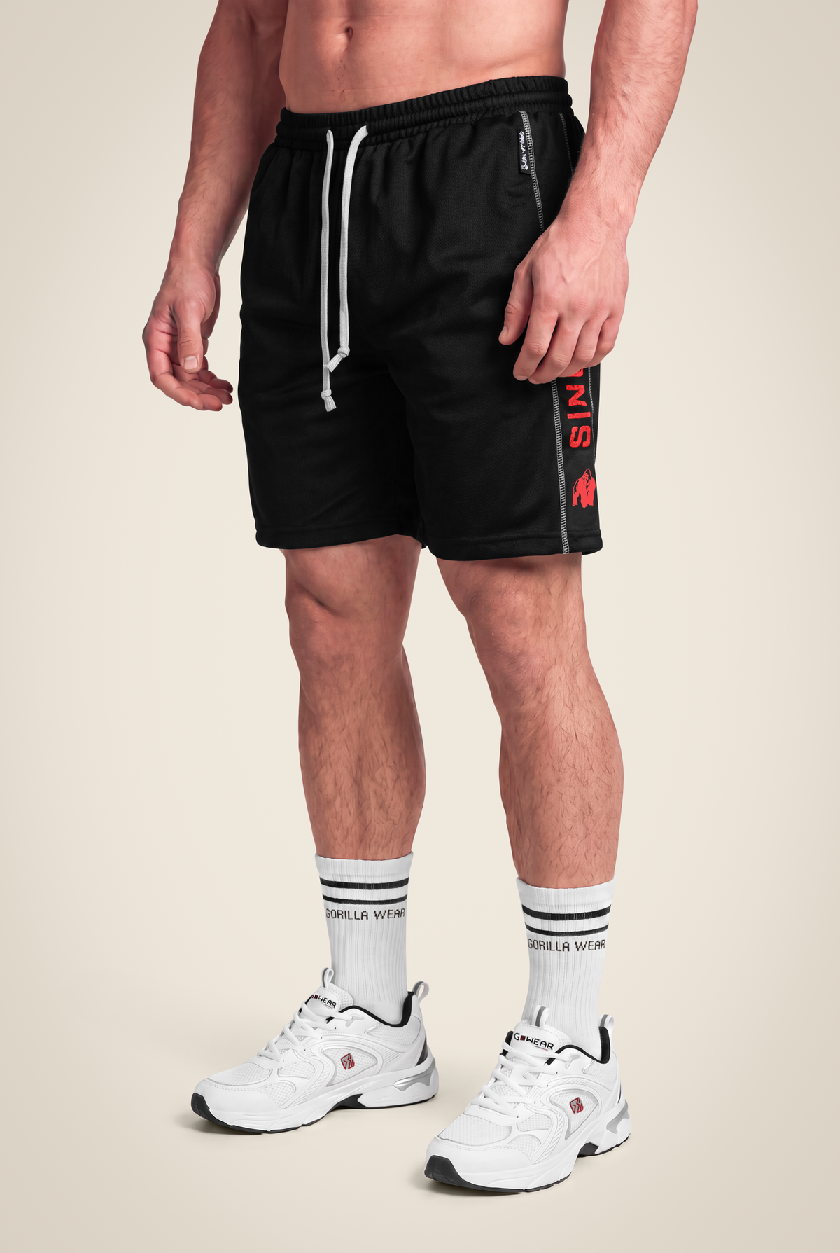 Gorilla Wear Functional Mesh Shorts - Black/Red - Front View