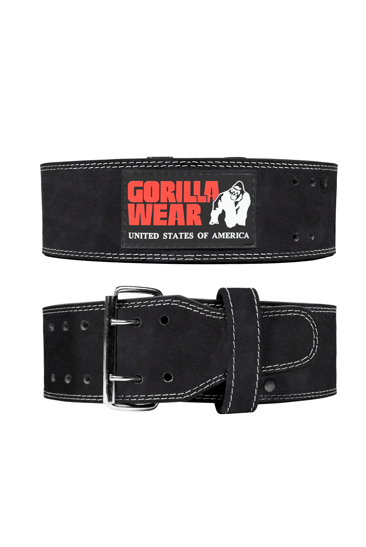 Gorilla Wear 4 Inch Leather Lifting Belt - Black - Product View