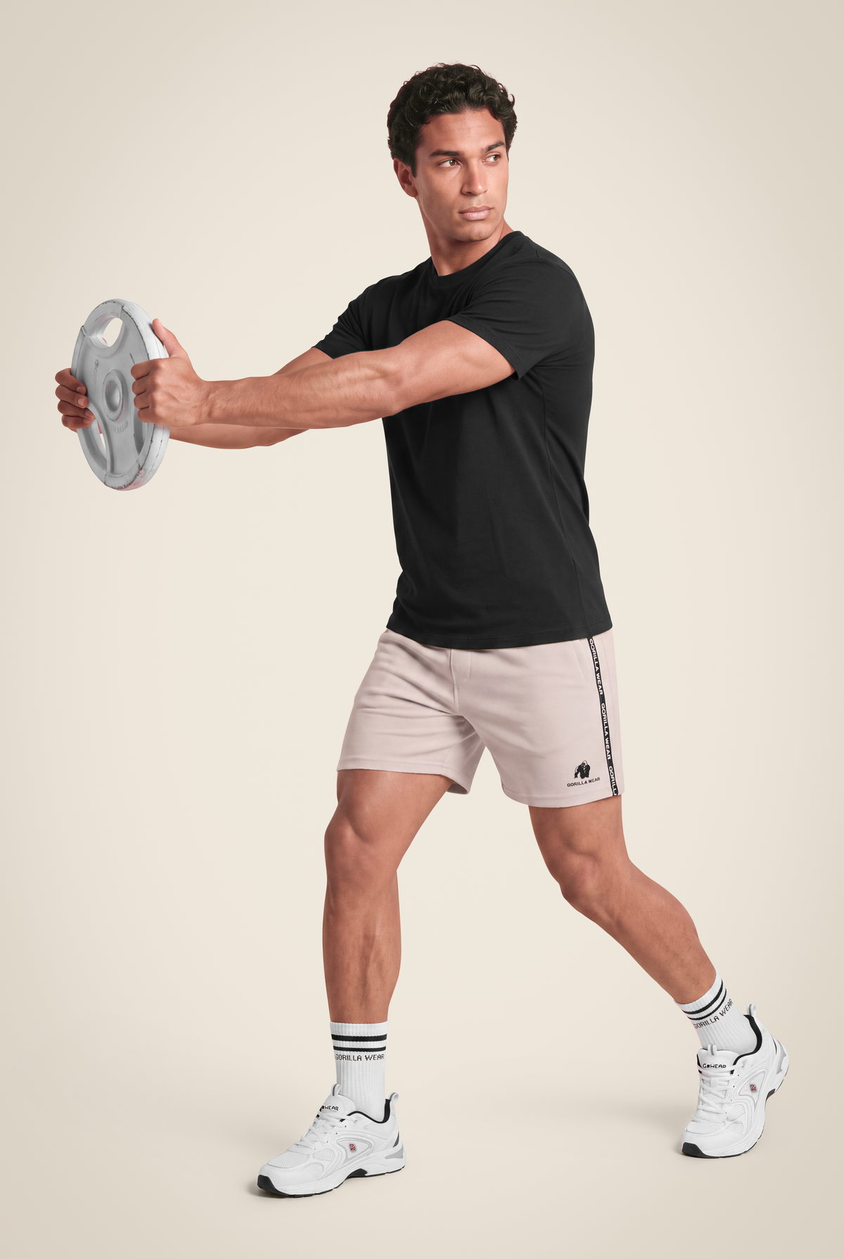 Gorilla Wear Harvey Track Shorts - Beige - Full Body