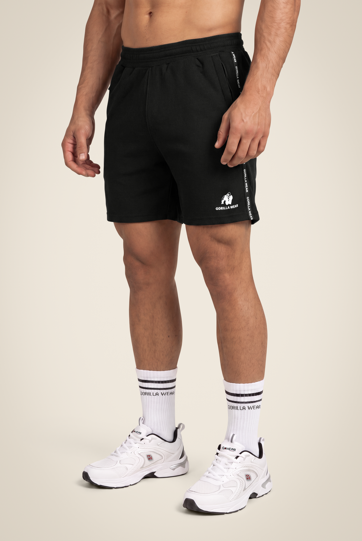 Gorilla Wear Harvey Track Shorts - Black - Front View