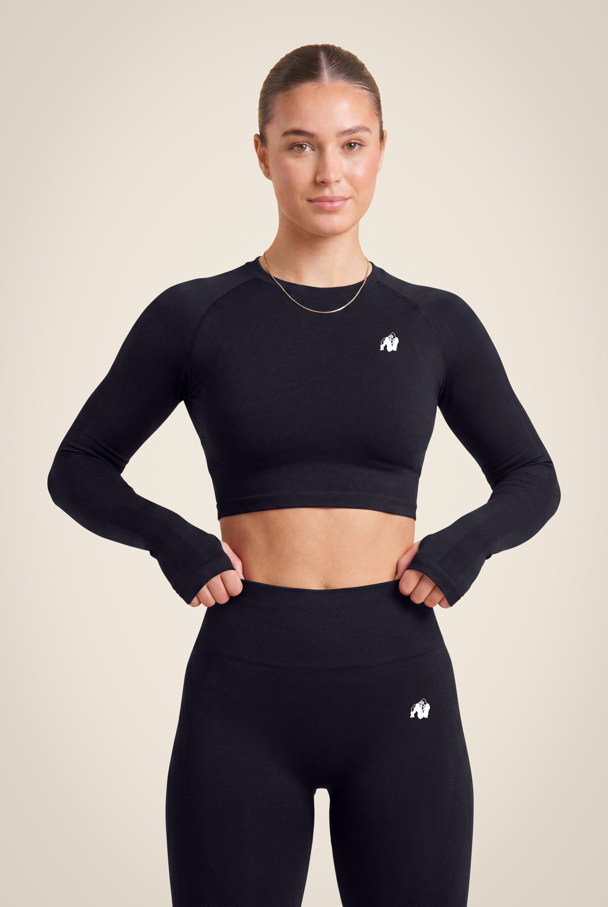 Gorilla Wear Hilton Seamless Long Sleeve - Black - Front View
