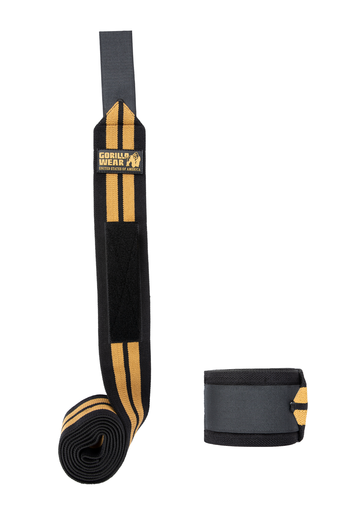 Gorilla Wear Knee Wraps 250CM Lifting Straps & Wraps Black/Gold