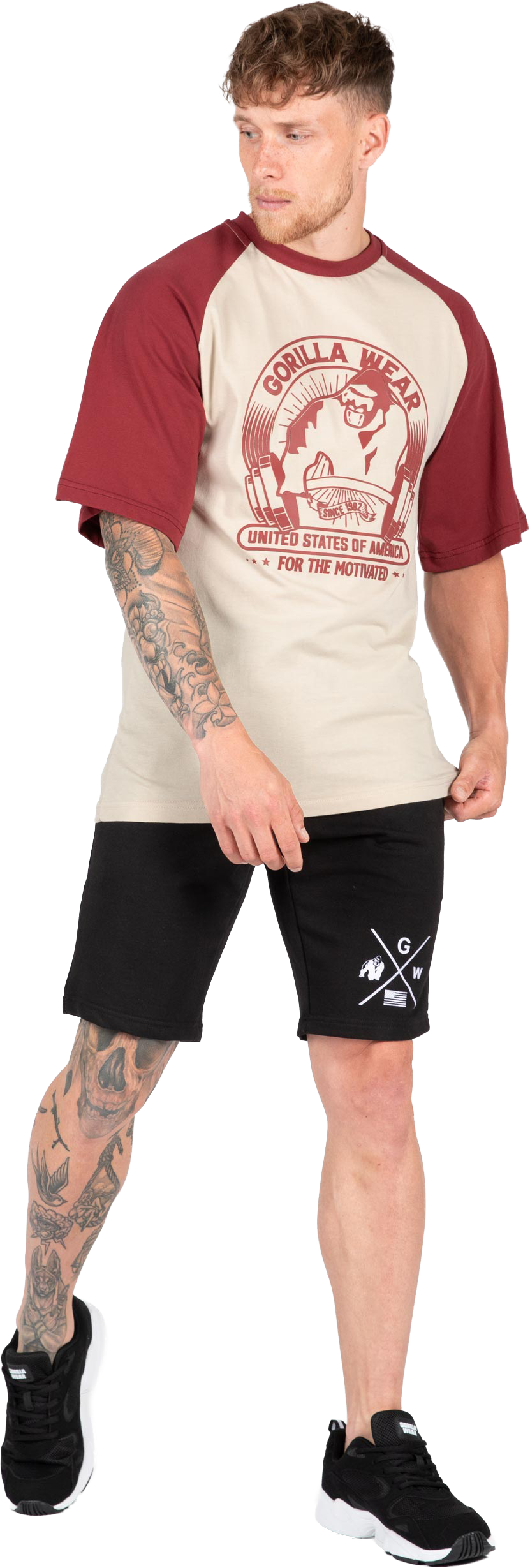 Gorilla Wear Logan Oversized T-Shirt T-Shirt & Tops Beige/Red