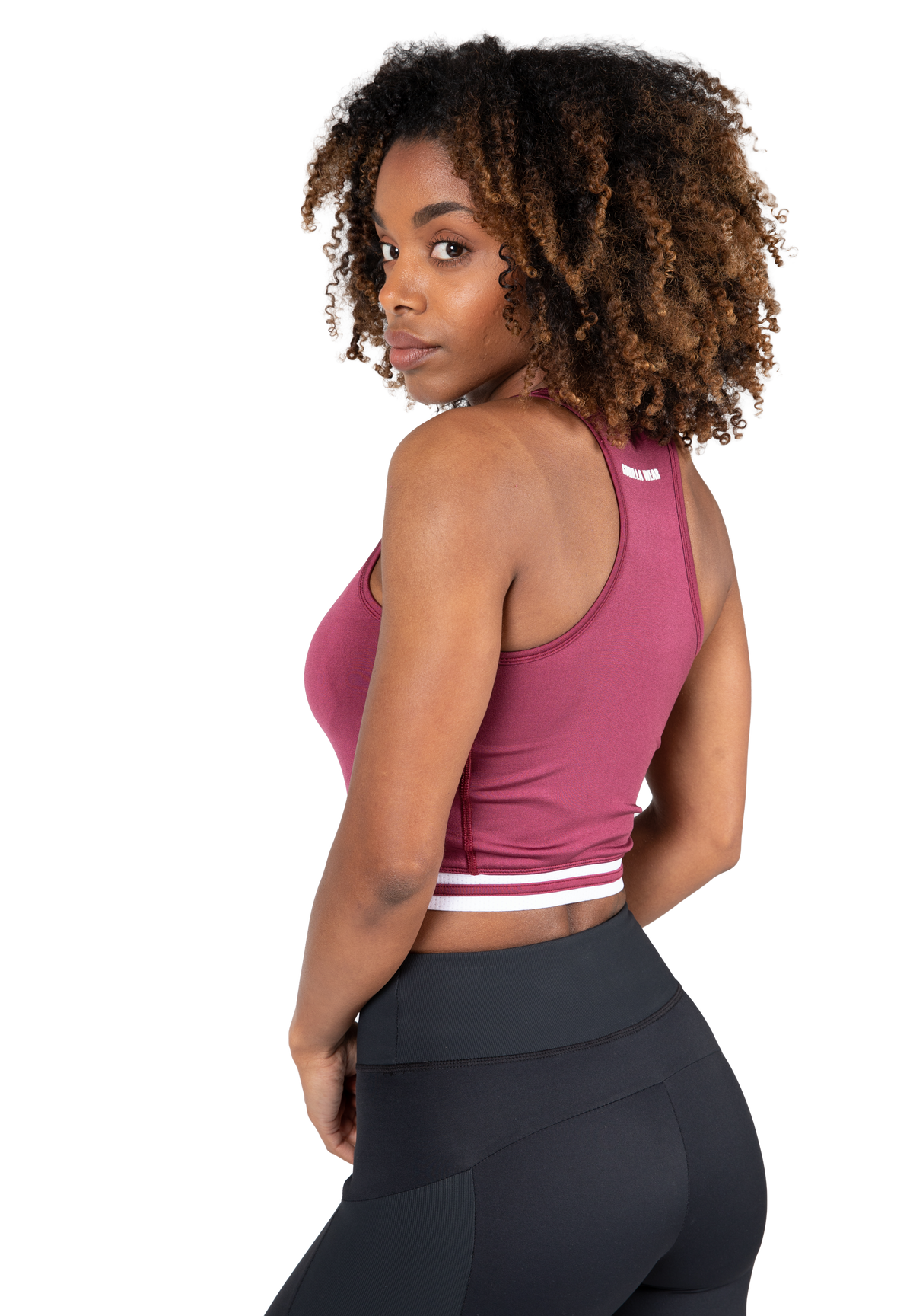 Gorilla Wear Mesa Zip Front Crop Top T-Shirt & Tops Burgundy