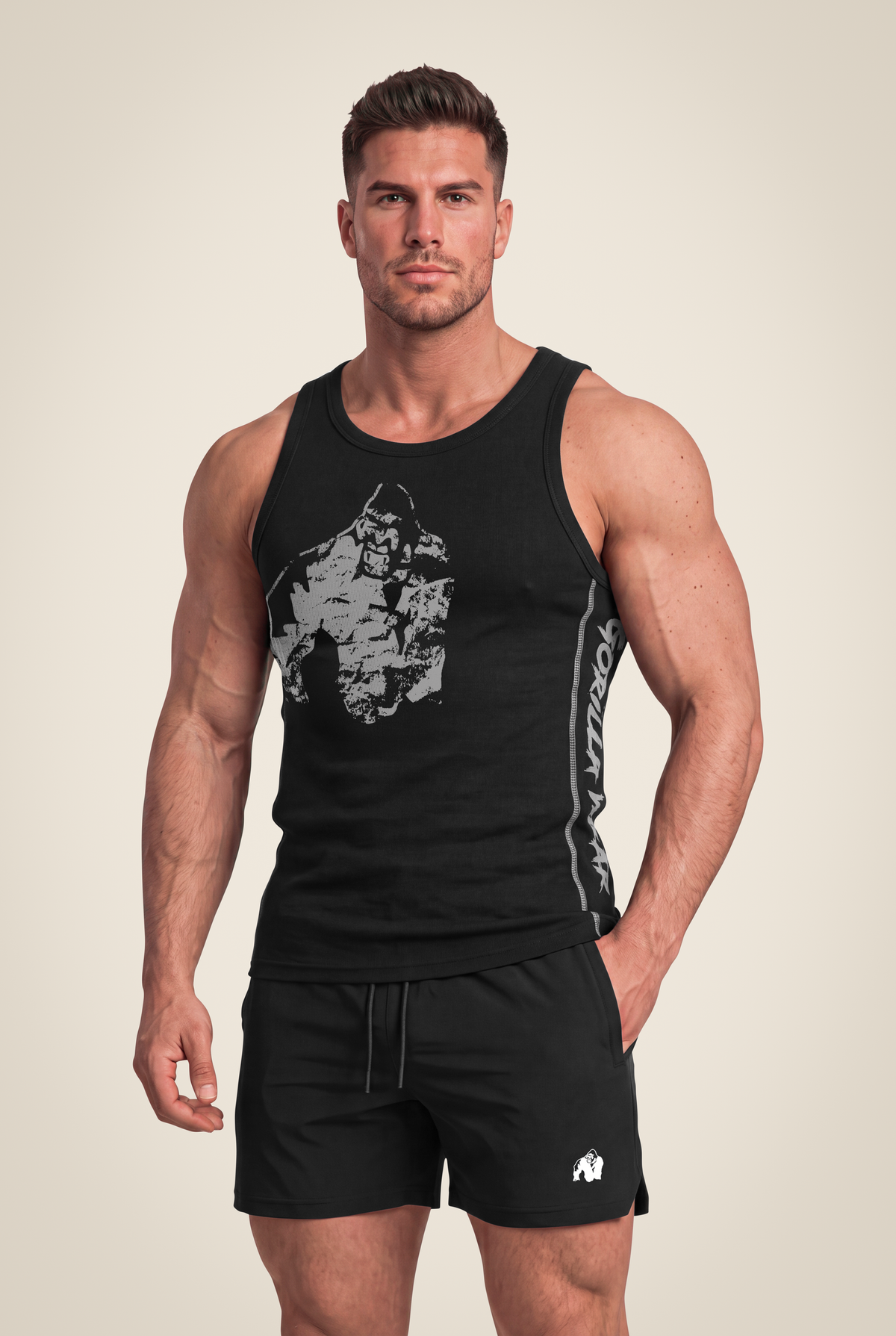 Gorilla Wear Monterey Tank Top - Black/Gray - Front View