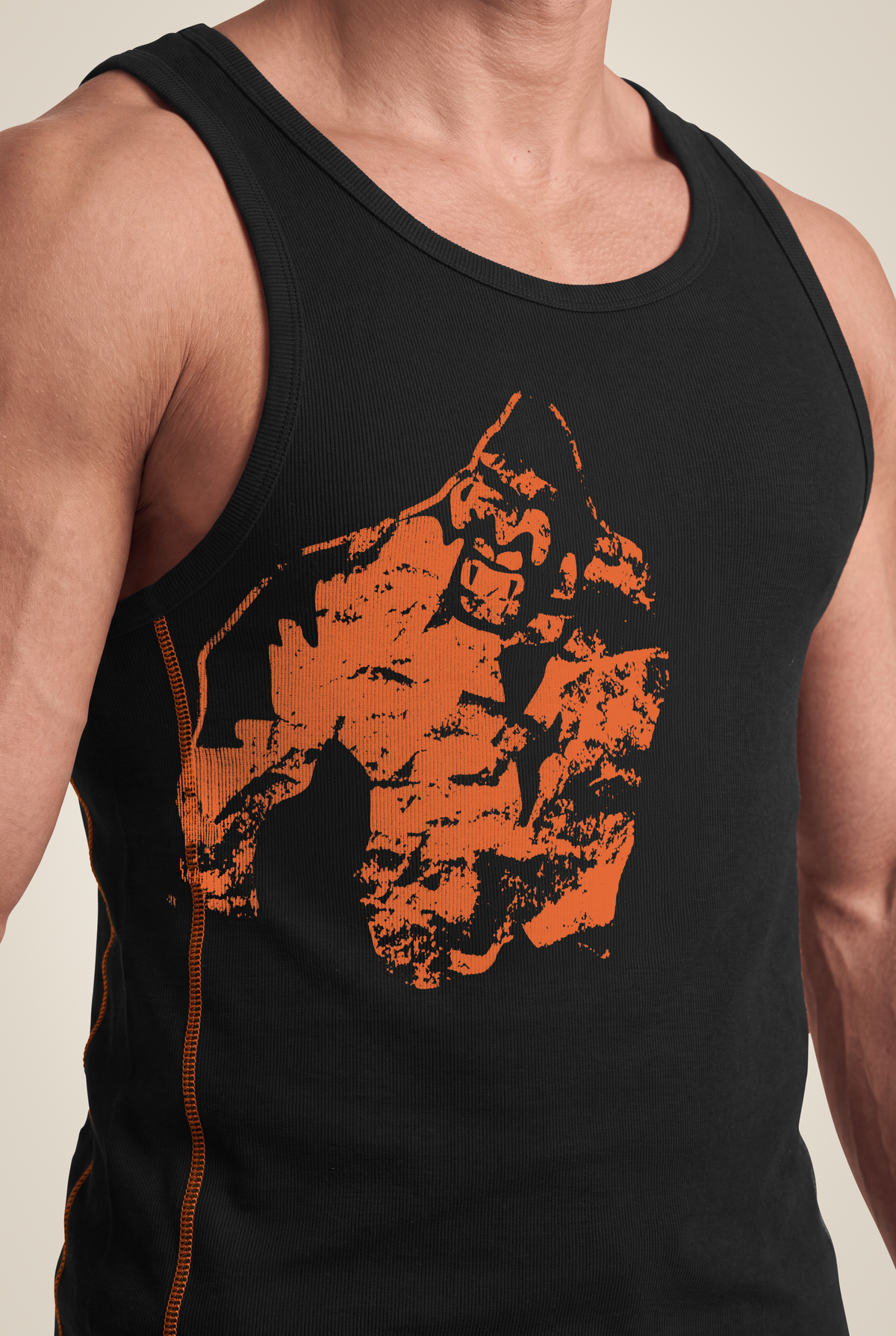 Gorilla Wear Monterey Tank Top - Black/Orange - Detail View
