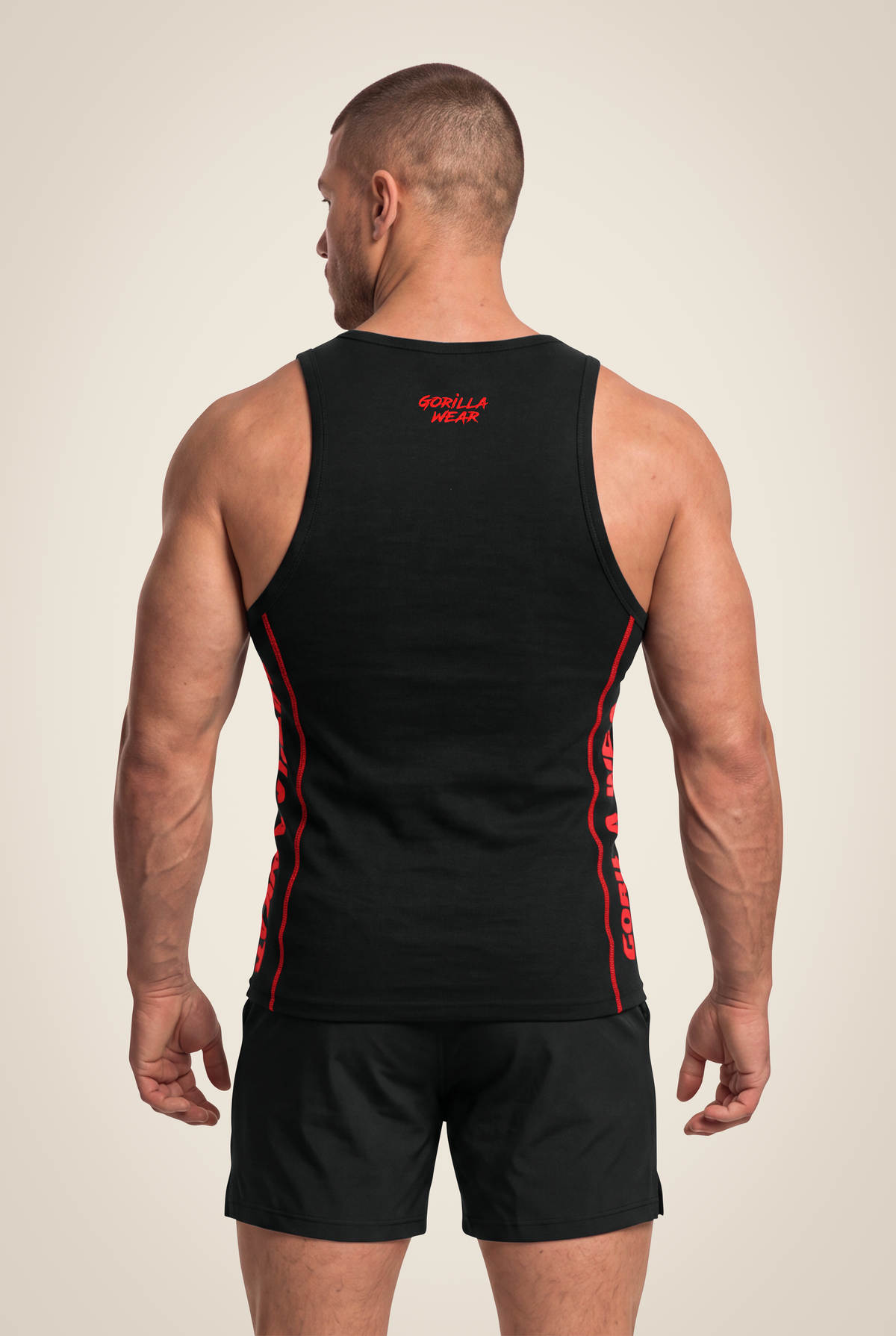 Gorilla Wear Monterey Tank Top - Black/Red - Back View