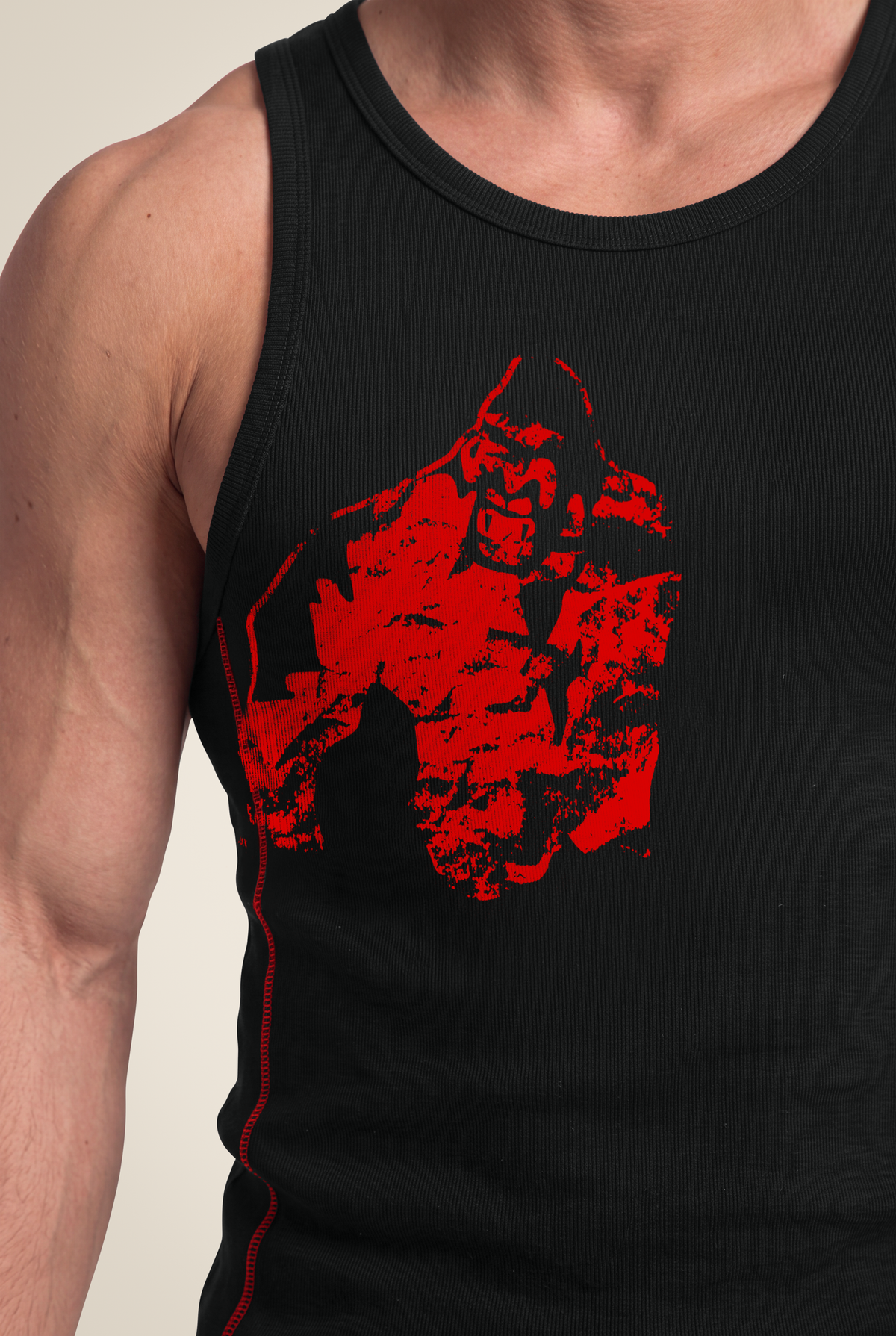 Gorilla Wear Monterey Tank Top - Black/Red - Detail View