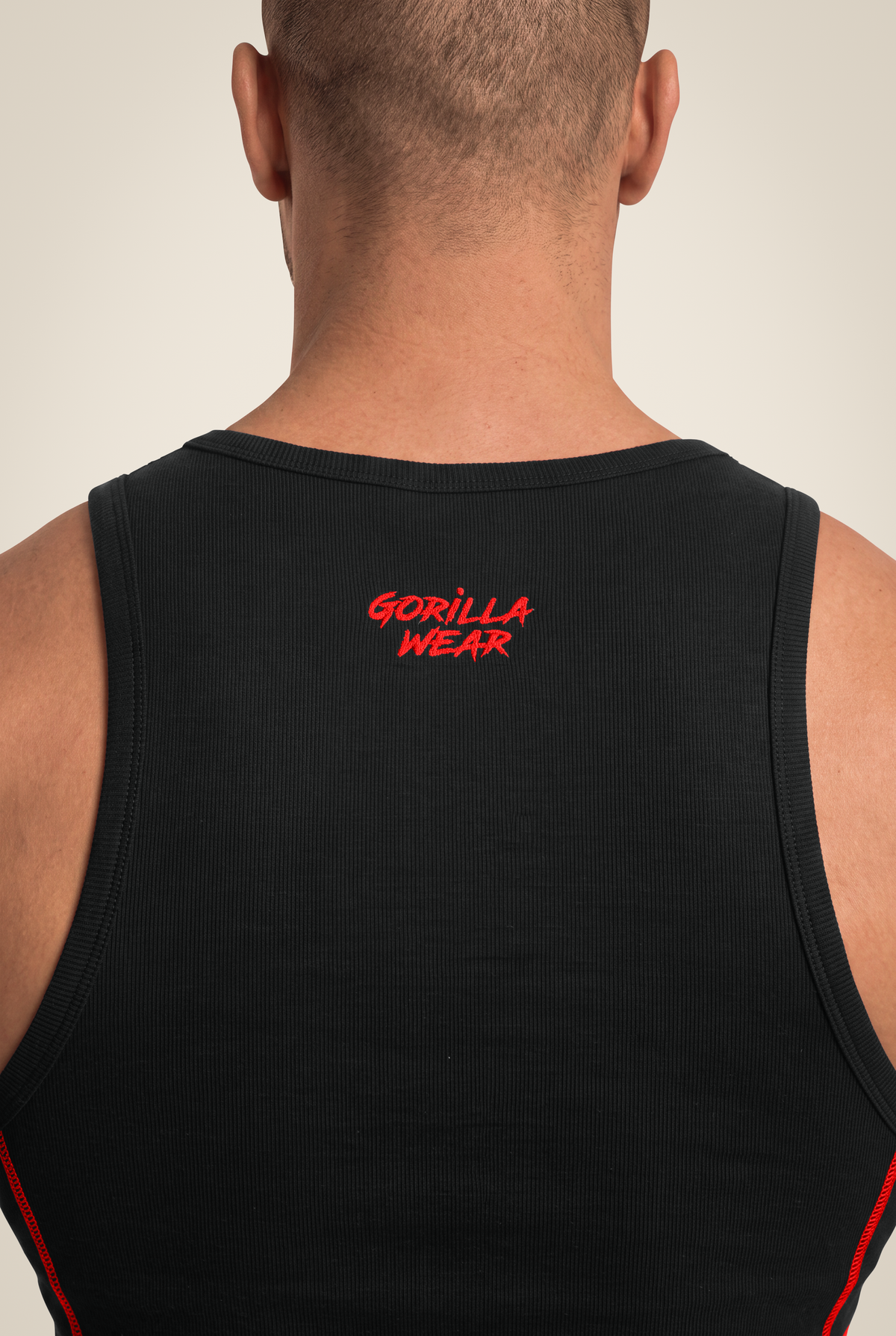 Gorilla Wear Monterey Tank Top - Black/Red - Detail View