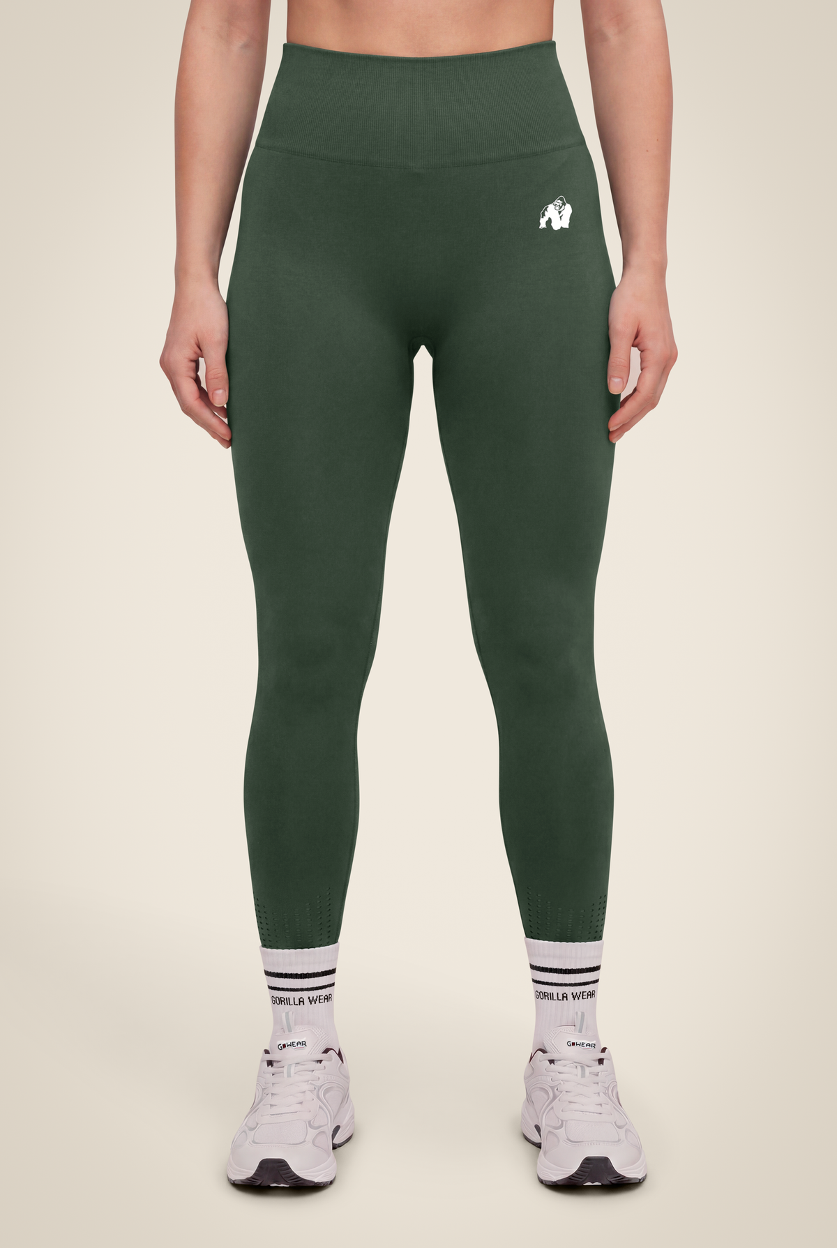 Gorilla Wear Neiro Seamless Leggings - Army Green - Front View