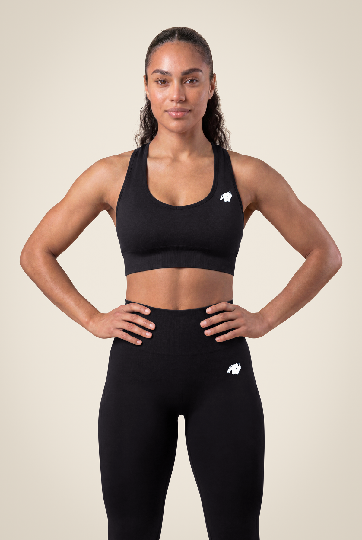 Gorilla Wear Neiro Seamless Sports Bra - Black - Front View