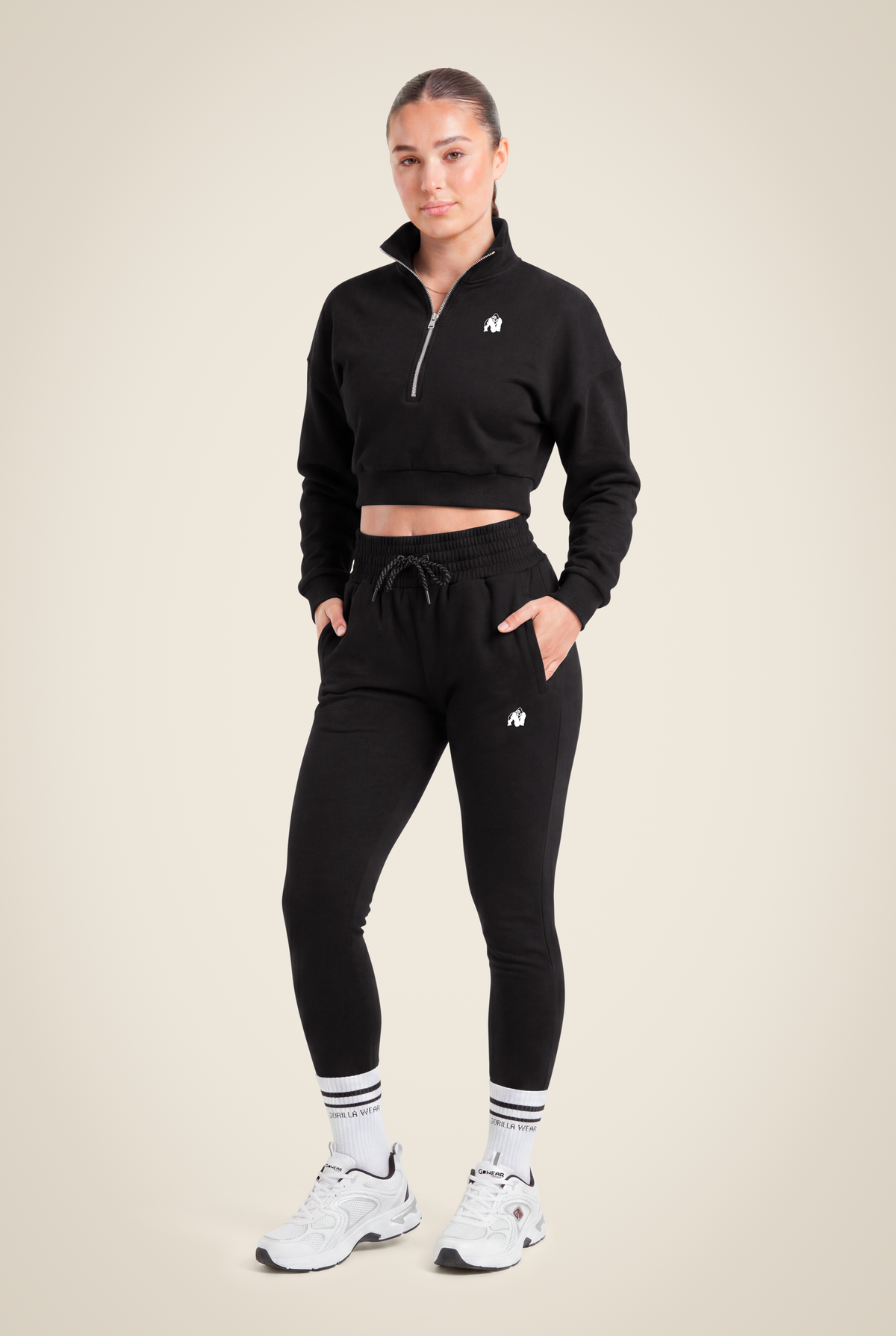 Gorilla Wear Ocala Cropped Half-Zip Sweatshirt Hoodie & Sweatshirt Black