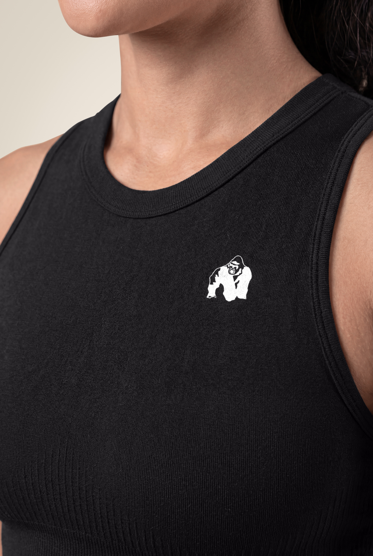 Gorilla Wear Olivia Seamless Crop Top - Black - Detail View