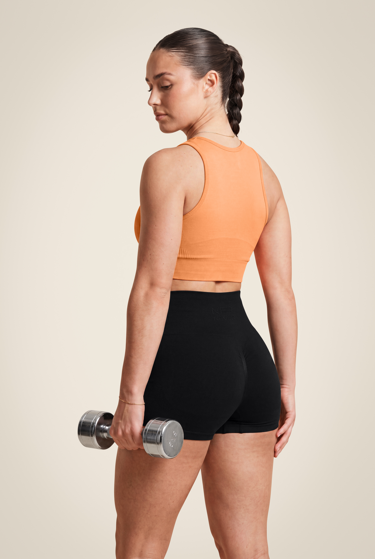 Gorilla Wear Olivia Seamless Crop Top - Peach - Back View