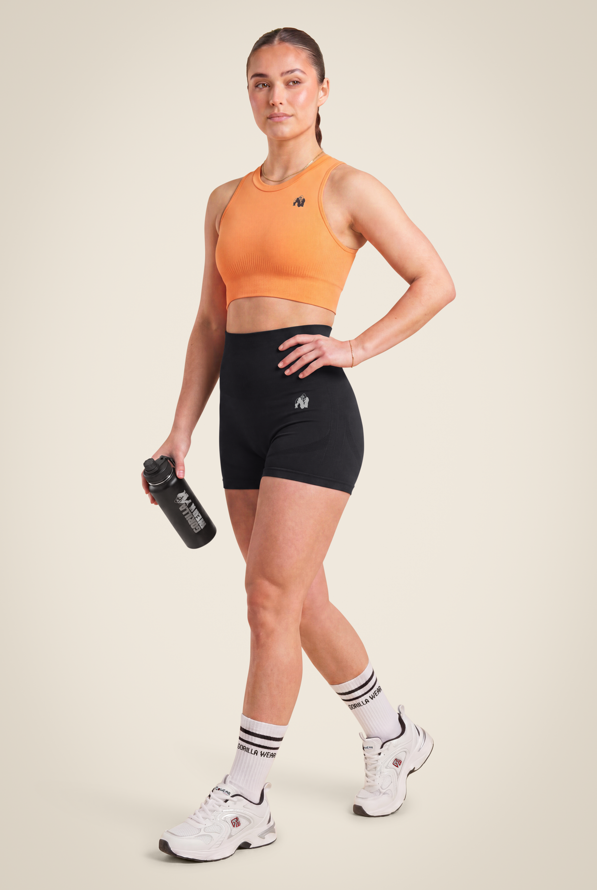 Gorilla Wear Olivia Seamless Crop Top - Peach - Full Body