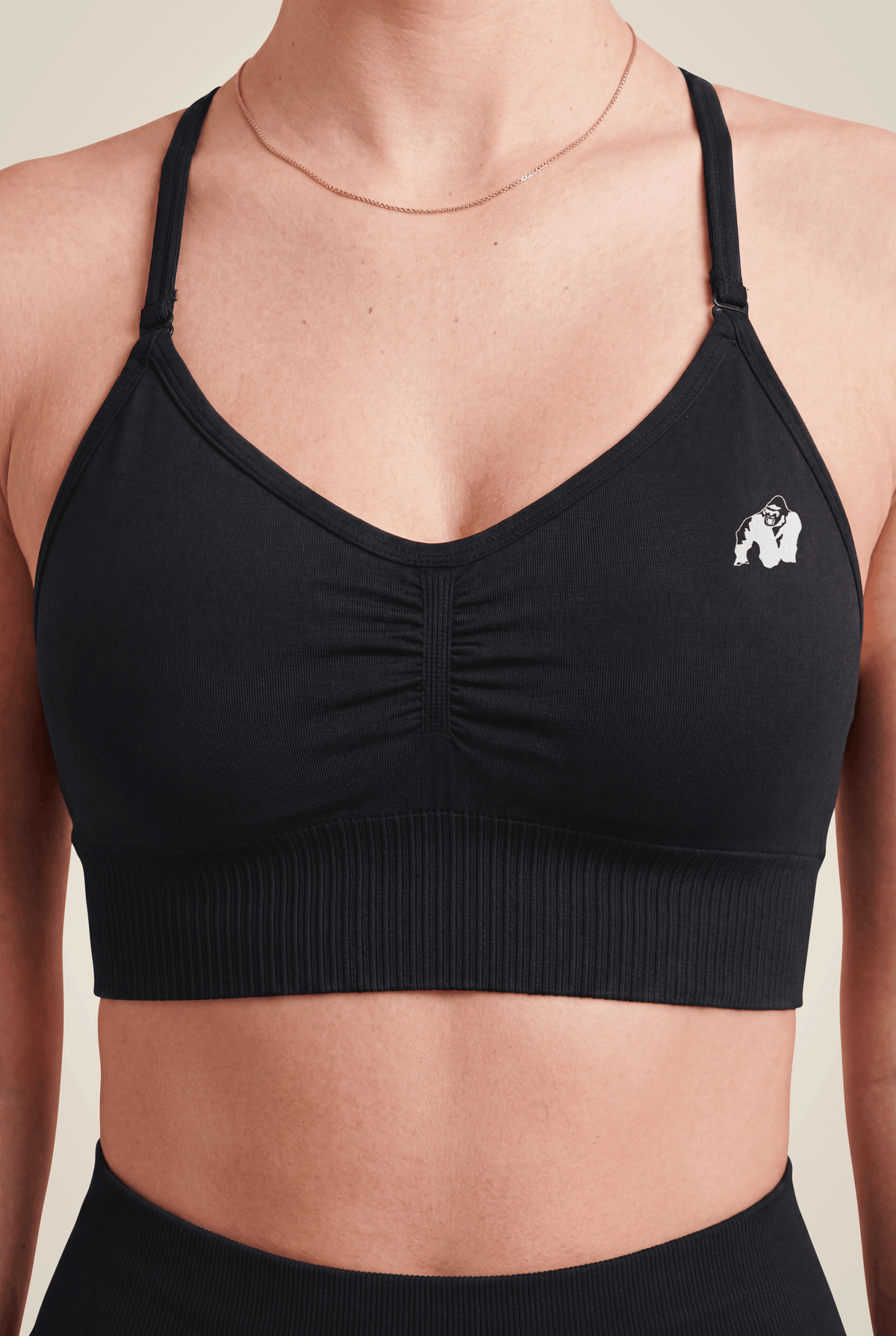 Gorilla Wear Olivia Seamless Sports Bra - Black - Detail View