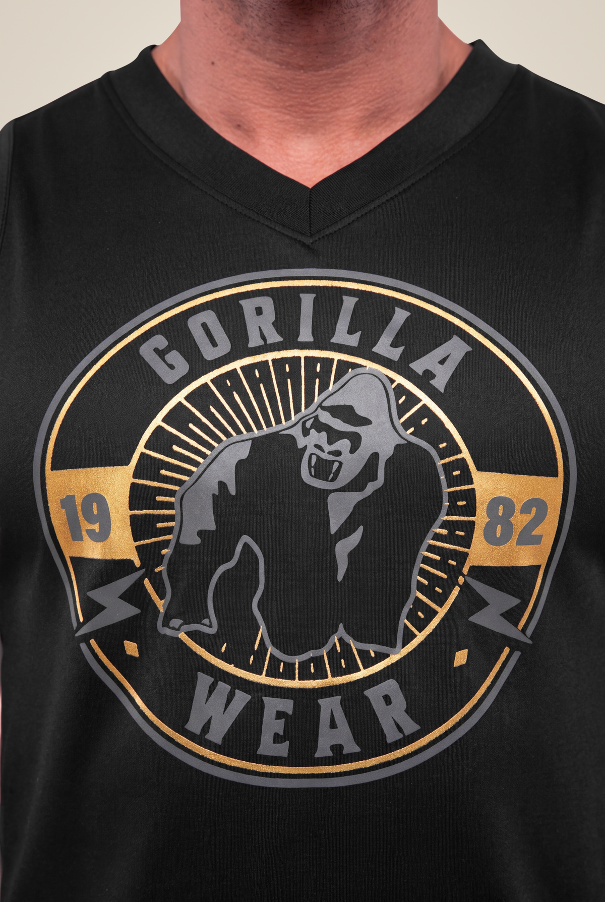 Gorilla Wear Orlando Jersey Tank Top - Black - Detail View