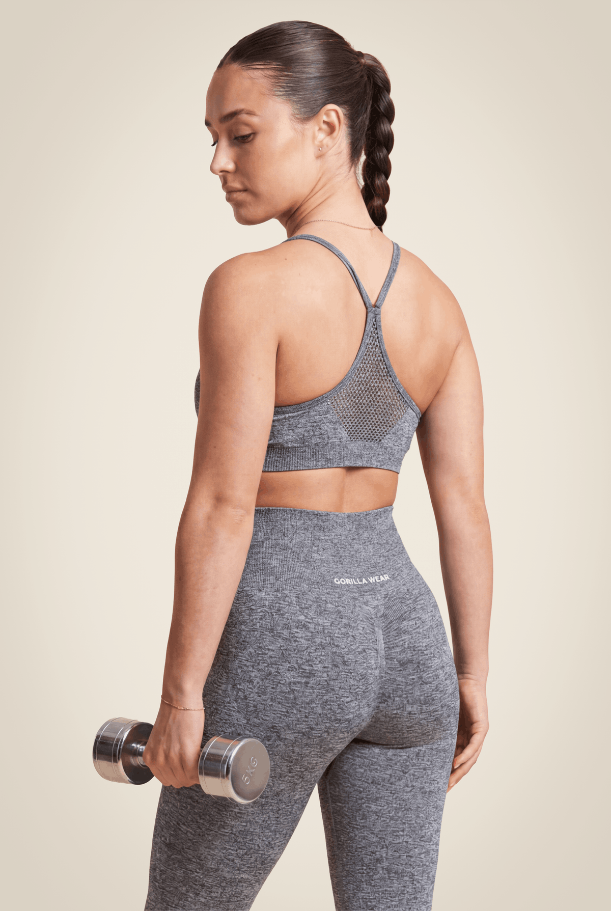 Gorilla Wear Quincy Seamless Sports Bra - Gray Melange - Back View