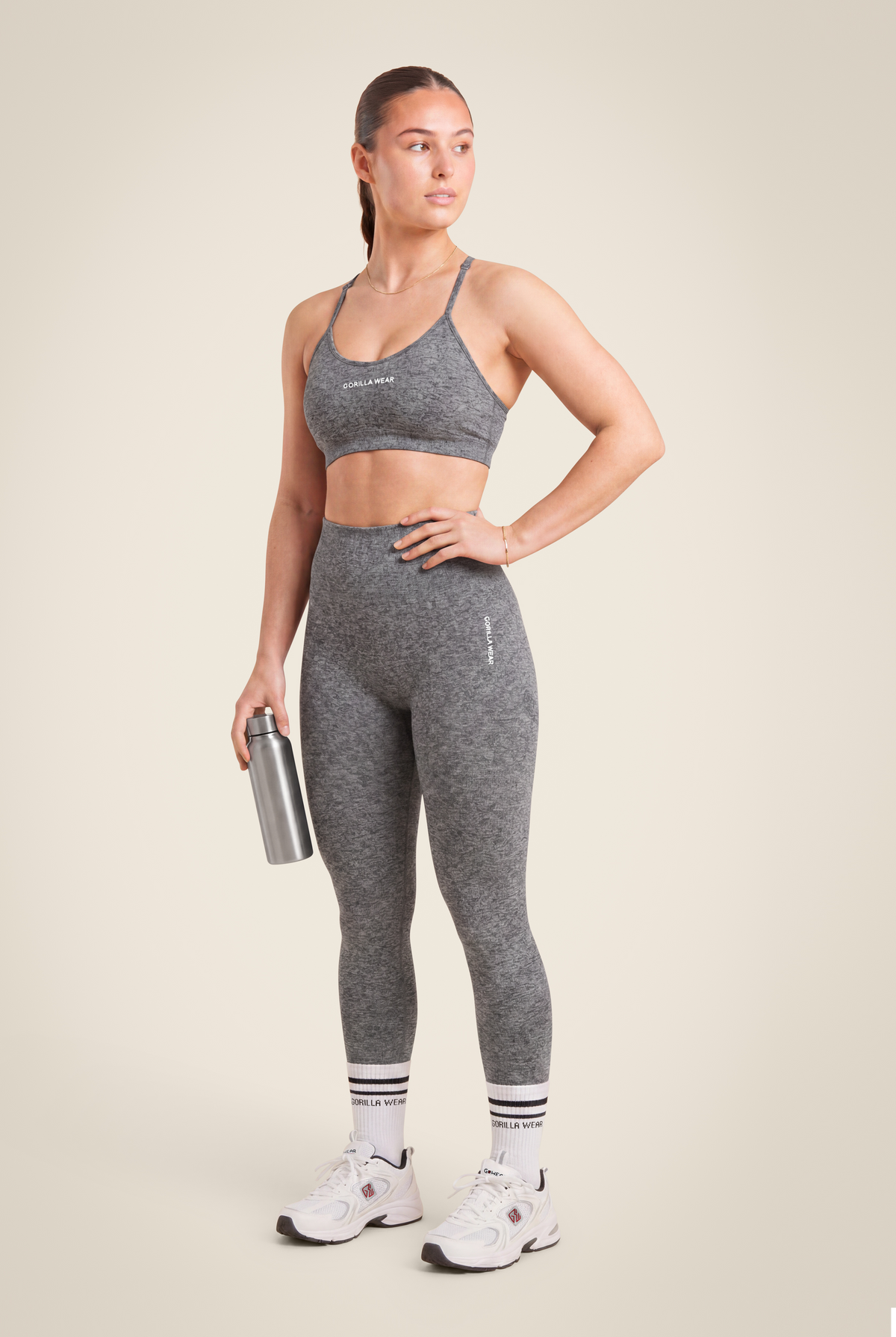 Gorilla Wear Quincy Seamless Sports Bra - Gray Melange - Full Body
