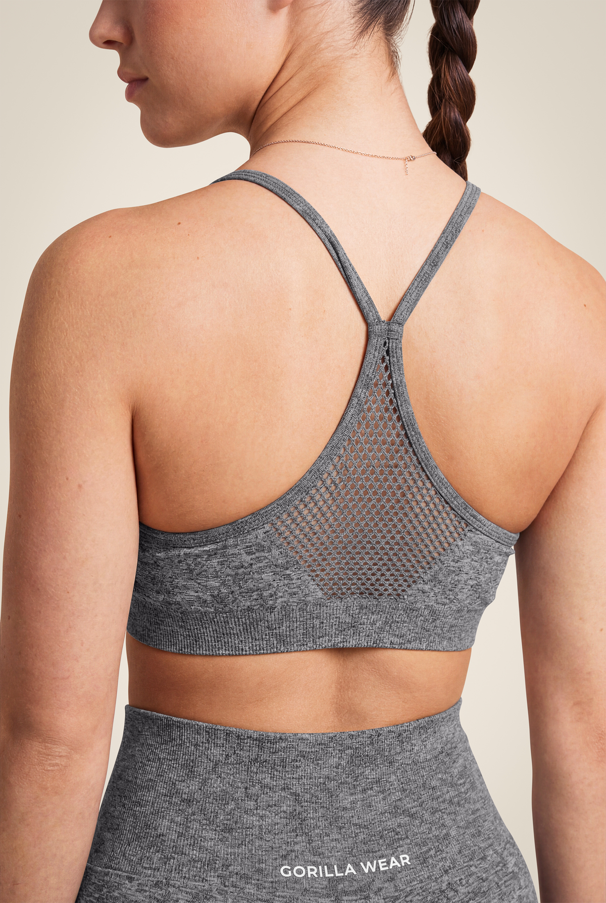 Gorilla Wear Quincy Seamless Sports Bra - Gray Melange - Detail View