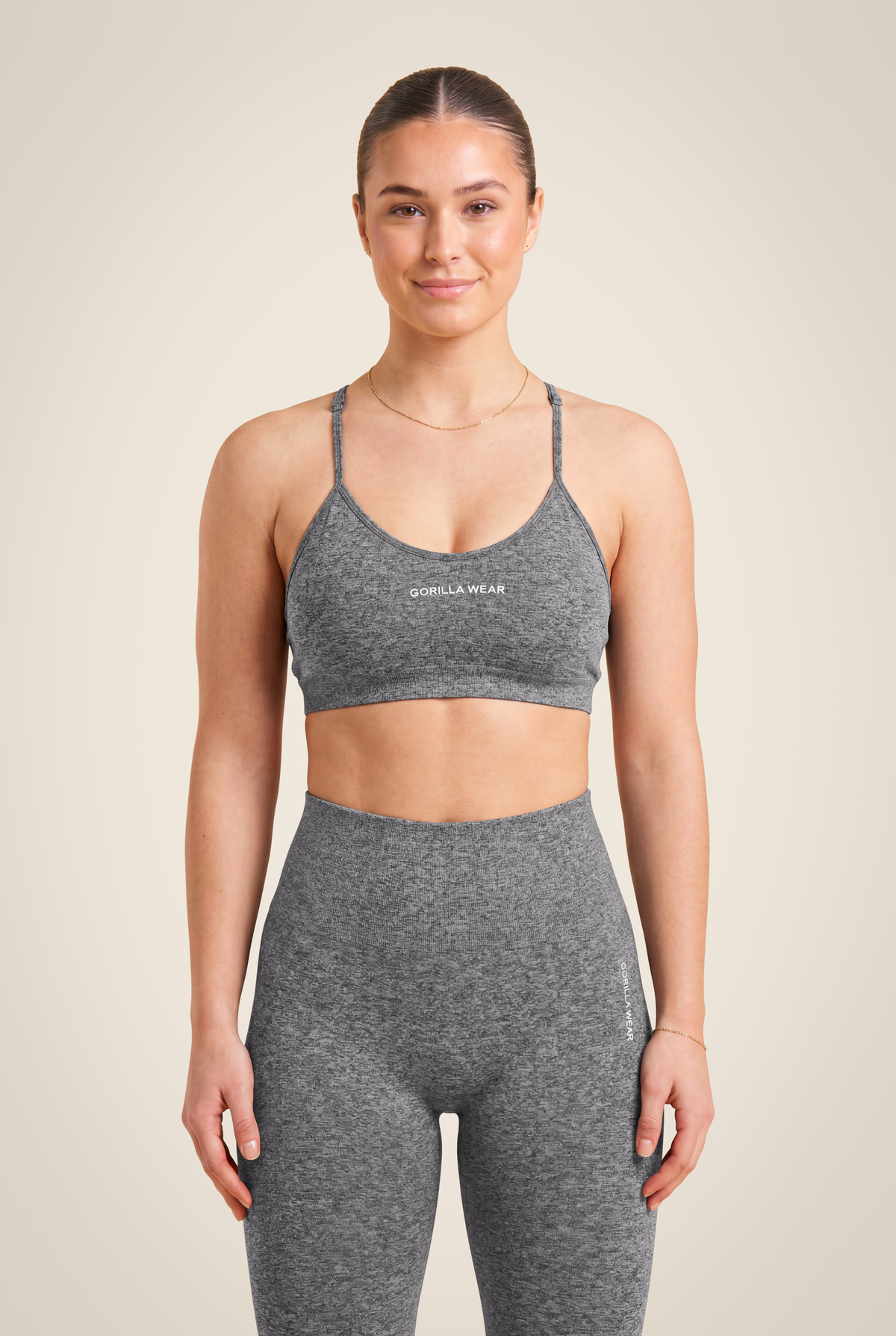Gorilla Wear Quincy Seamless Sports Bra - Gray Melange - Front View
