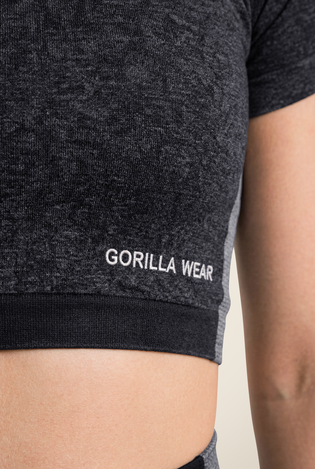 Gorilla Wear Selah Seamless Crop Top - Black - Detail View