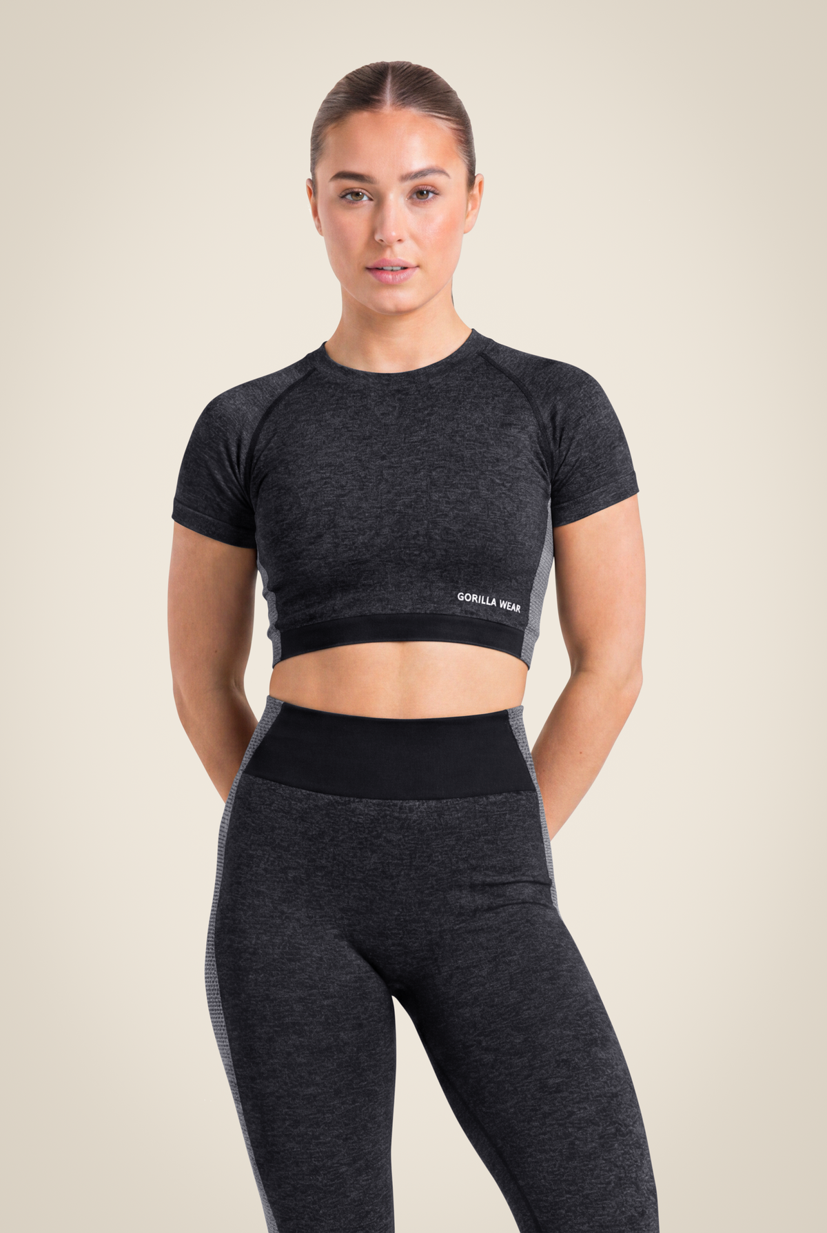 Gorilla Wear Selah Seamless Crop Top - Black - Front View