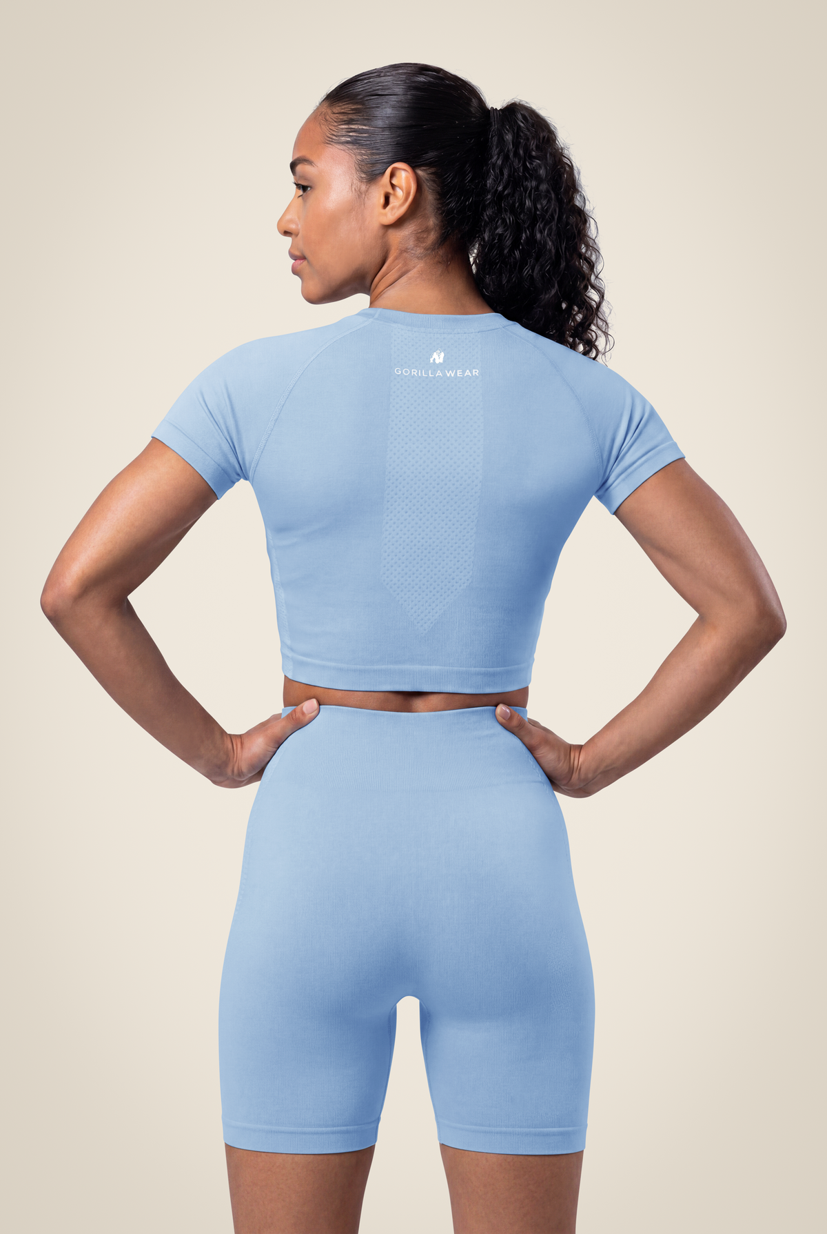 Gorilla Wear Selah Seamless Crop Top T-Shirt & Tops Light Blue
