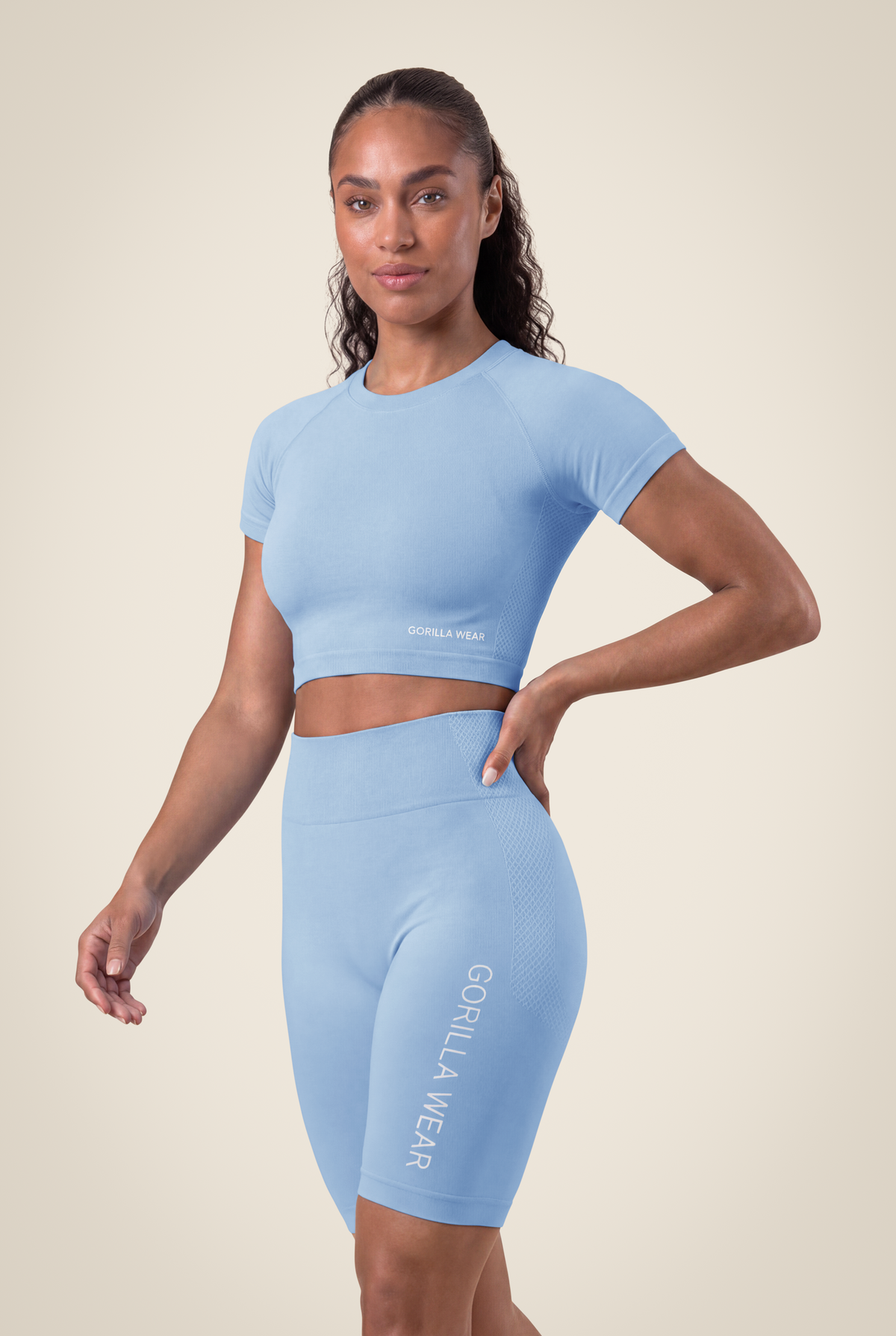 Gorilla Wear Selah Seamless Crop Top T-Shirt & Tops Light Blue