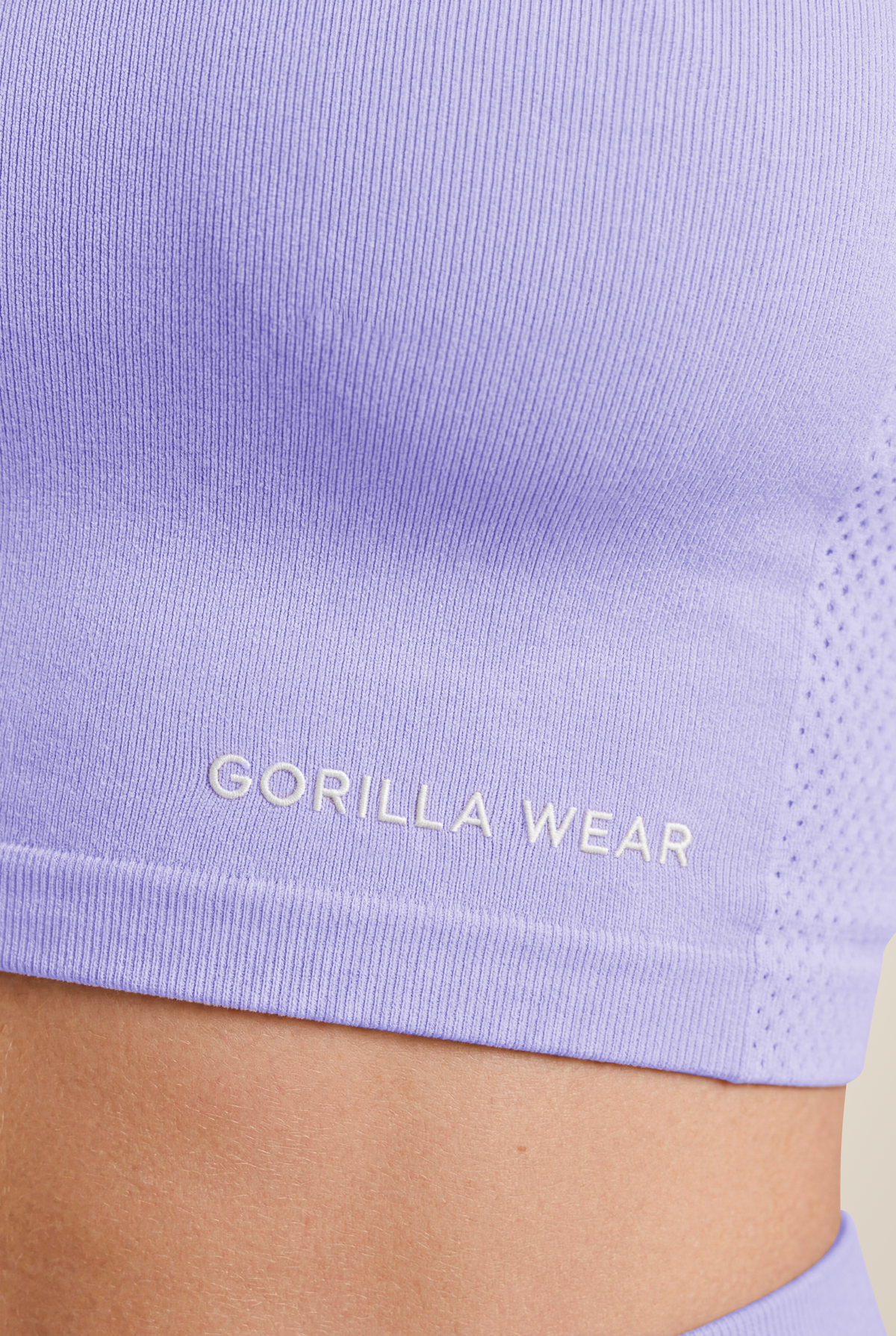 Gorilla Wear Selah Seamless Crop Top - Lilac - Detail View