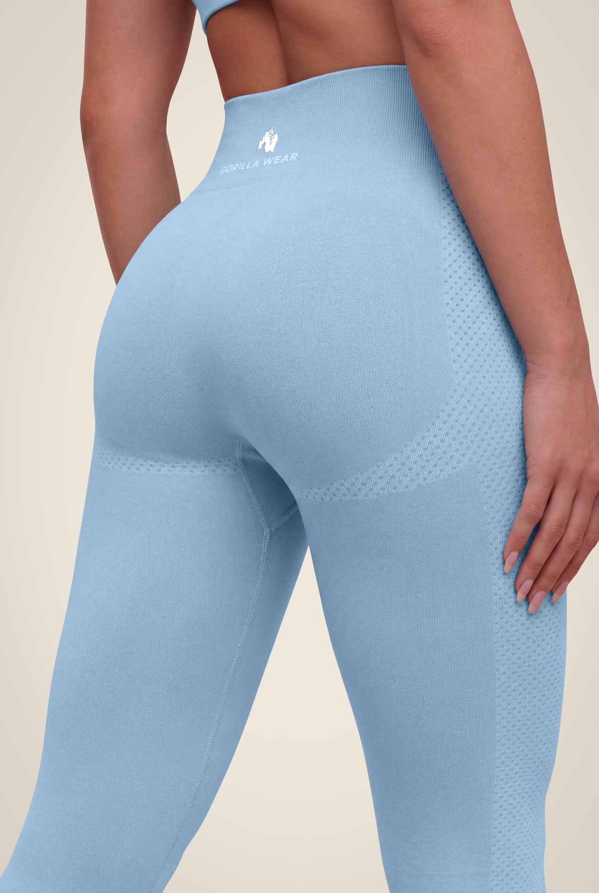 Gorilla Wear Selah Seamless Leggings - Light Blue - Detail View