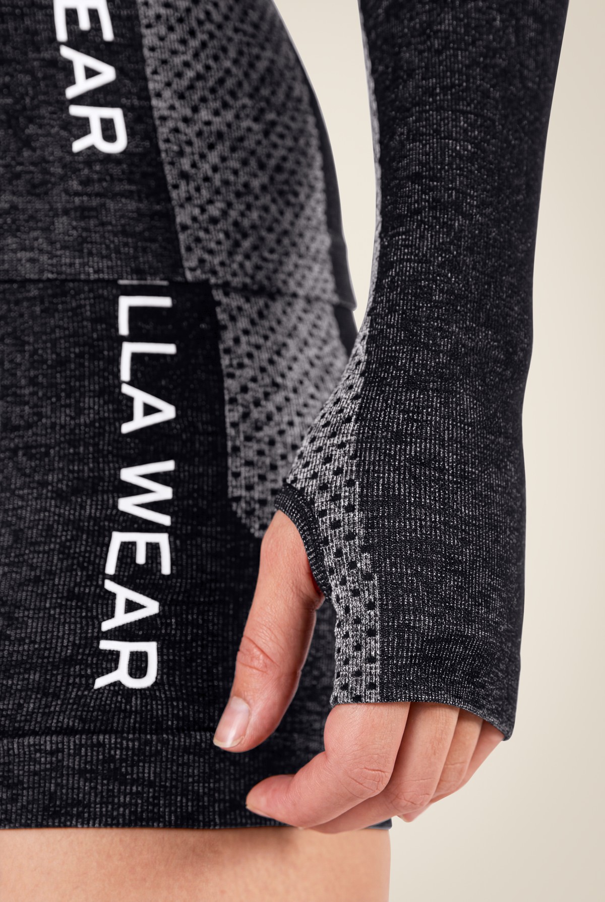 Gorilla Wear Selah Seamless Long Sleeve - Black - Detail View